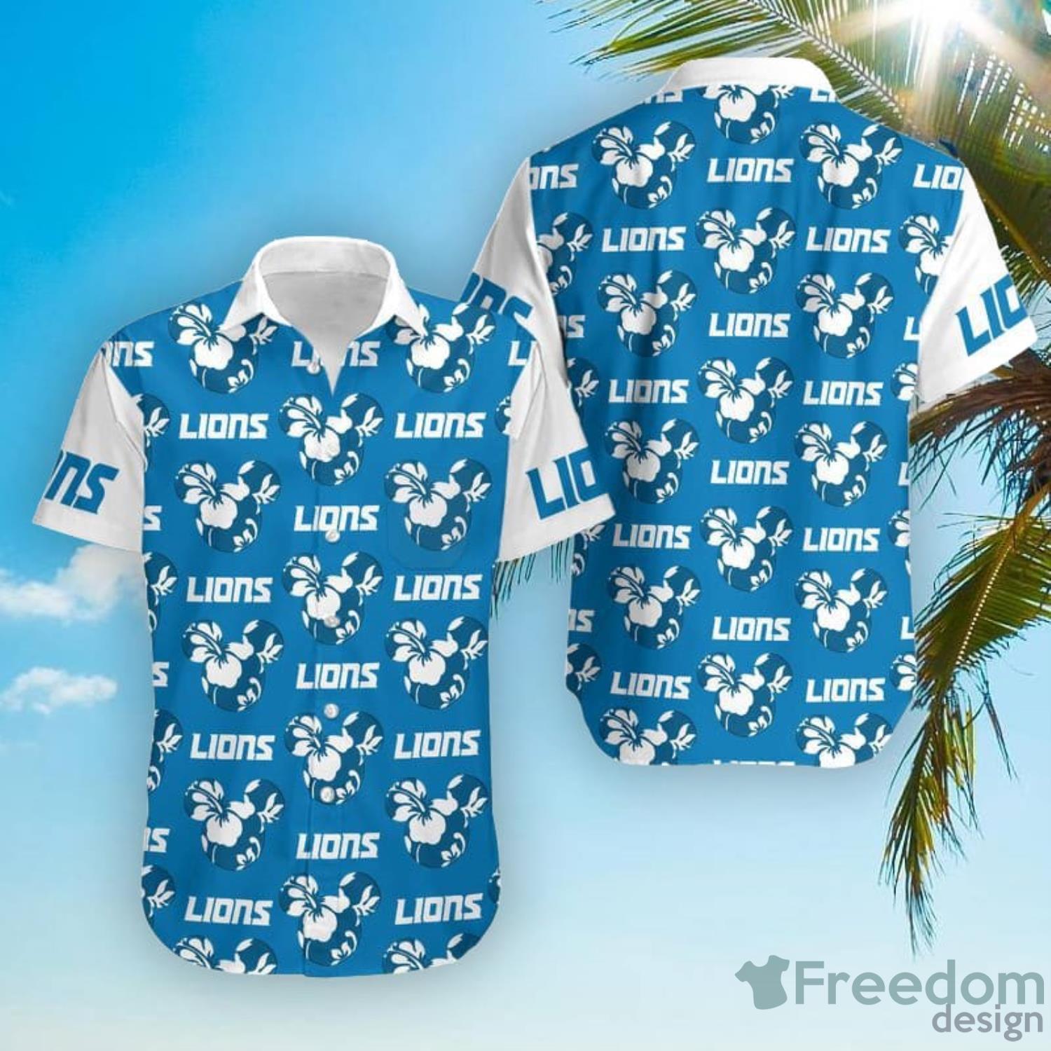 Mickey And Floral Detroit Lions NFL Summer Hawaiian Shirt