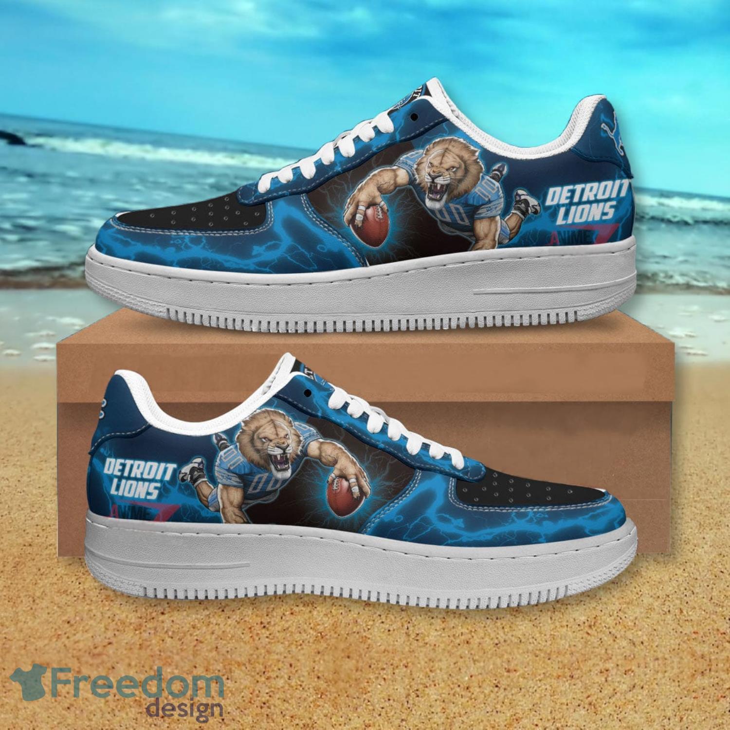 Lions Air Force One Custom Shoes. Detroit. Football. Mens 