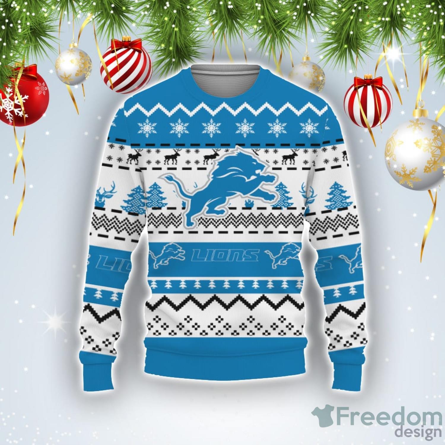 Detroit Lions Christmas Santa Claus Ugly Christmas Sweater - Freedomdesign