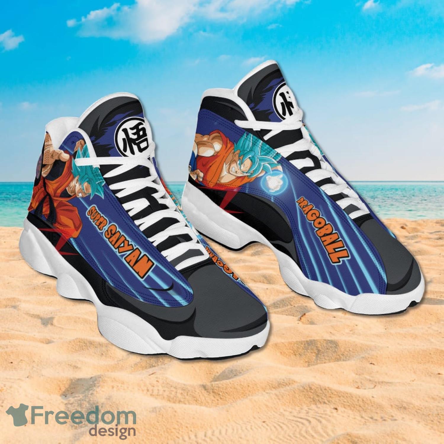 Dragon Ball Goku Super Saiyan Blue Air Jordan 13 Sneakers Anime Shoes Gift For Fans Product Photo 2