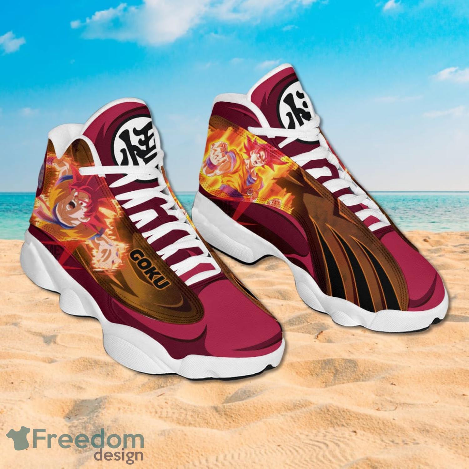 Dragon Ball Sneakers Goku God Air Jordan 13 Sneakers Anime Shoes Gift For Fans Product Photo 2