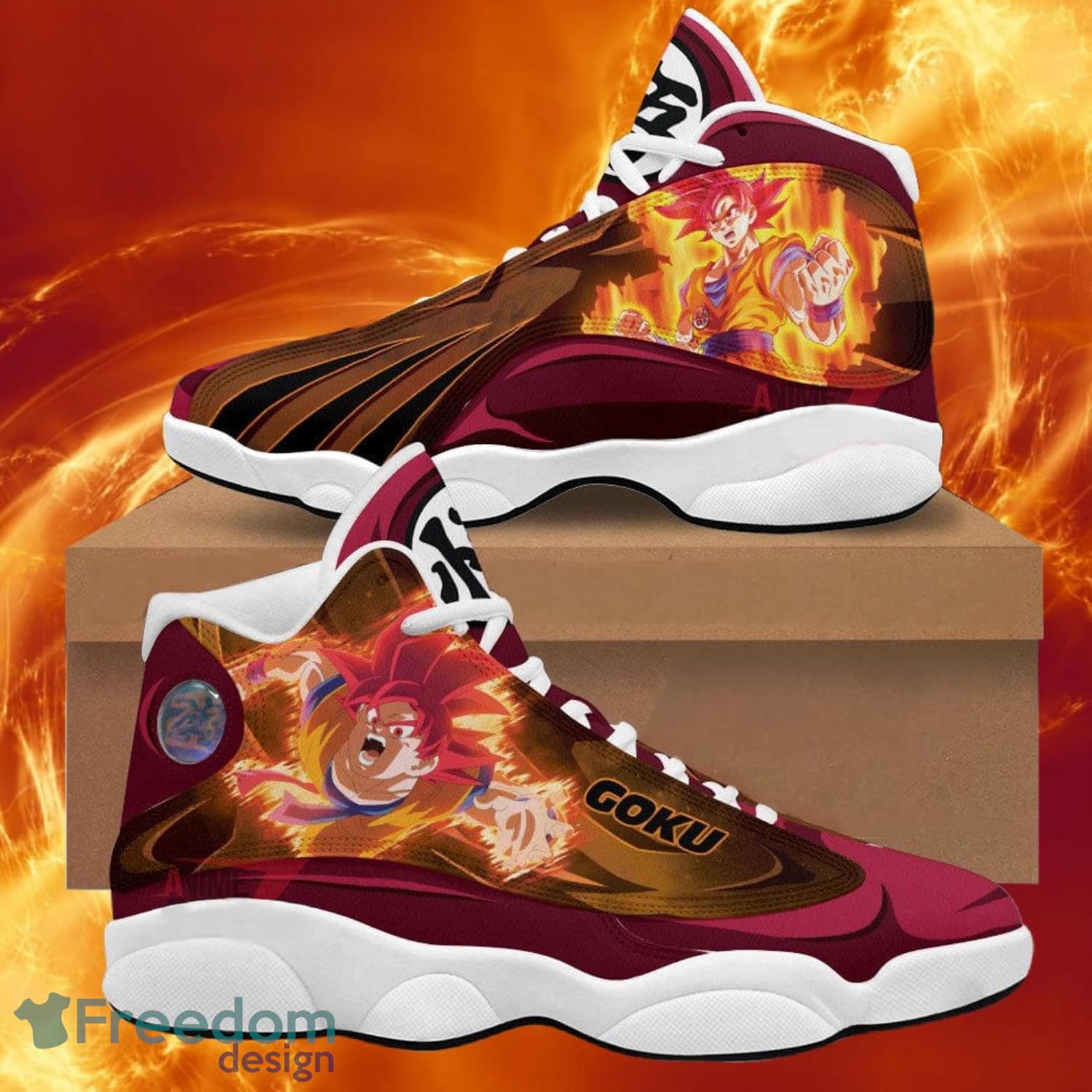 Dragon Ball Sneakers Goku God Air Jordan 13 Sneakers Anime Shoes Gift For Fans Product Photo 1