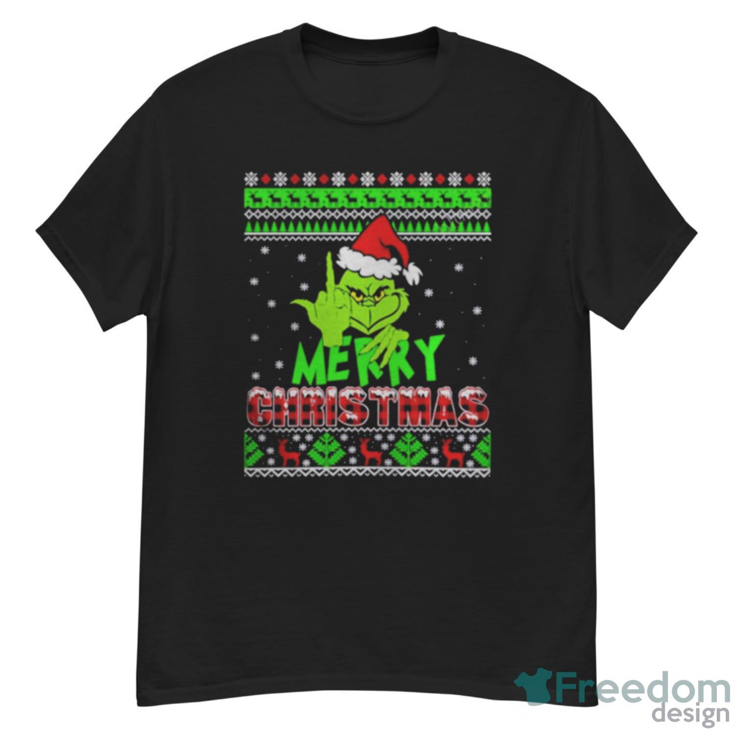 Grinch Flip off Merry Christmas shirt - Freedomdesign