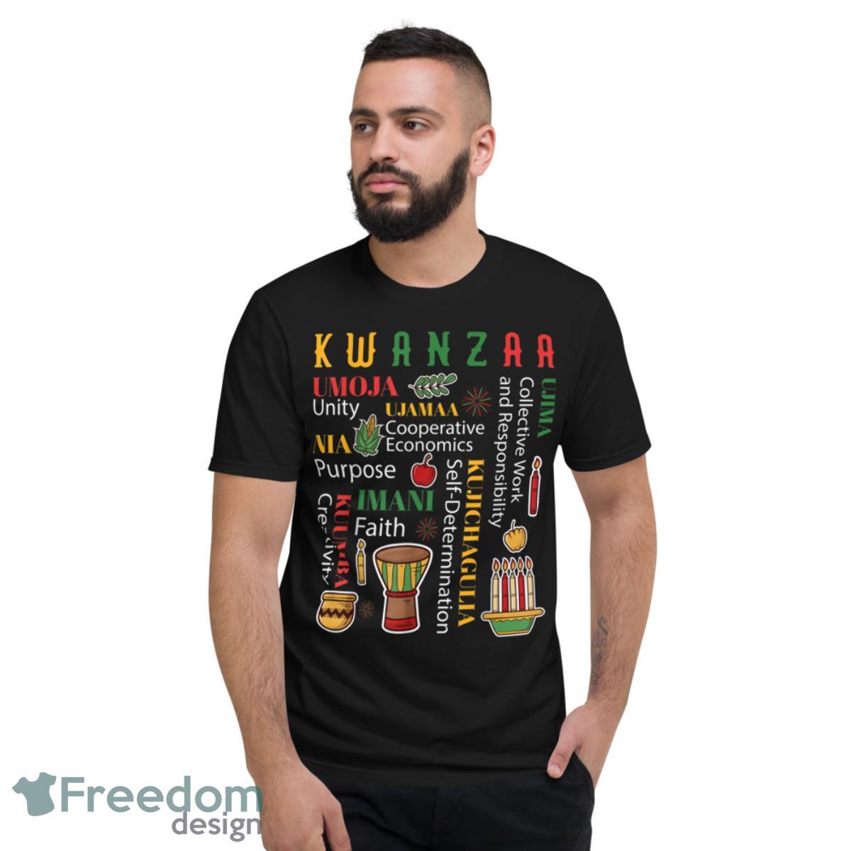 Happy Kwanzaa Drum Kinara Seven Candles Africa Celebration Shirt - Short Sleeve T-Shirt