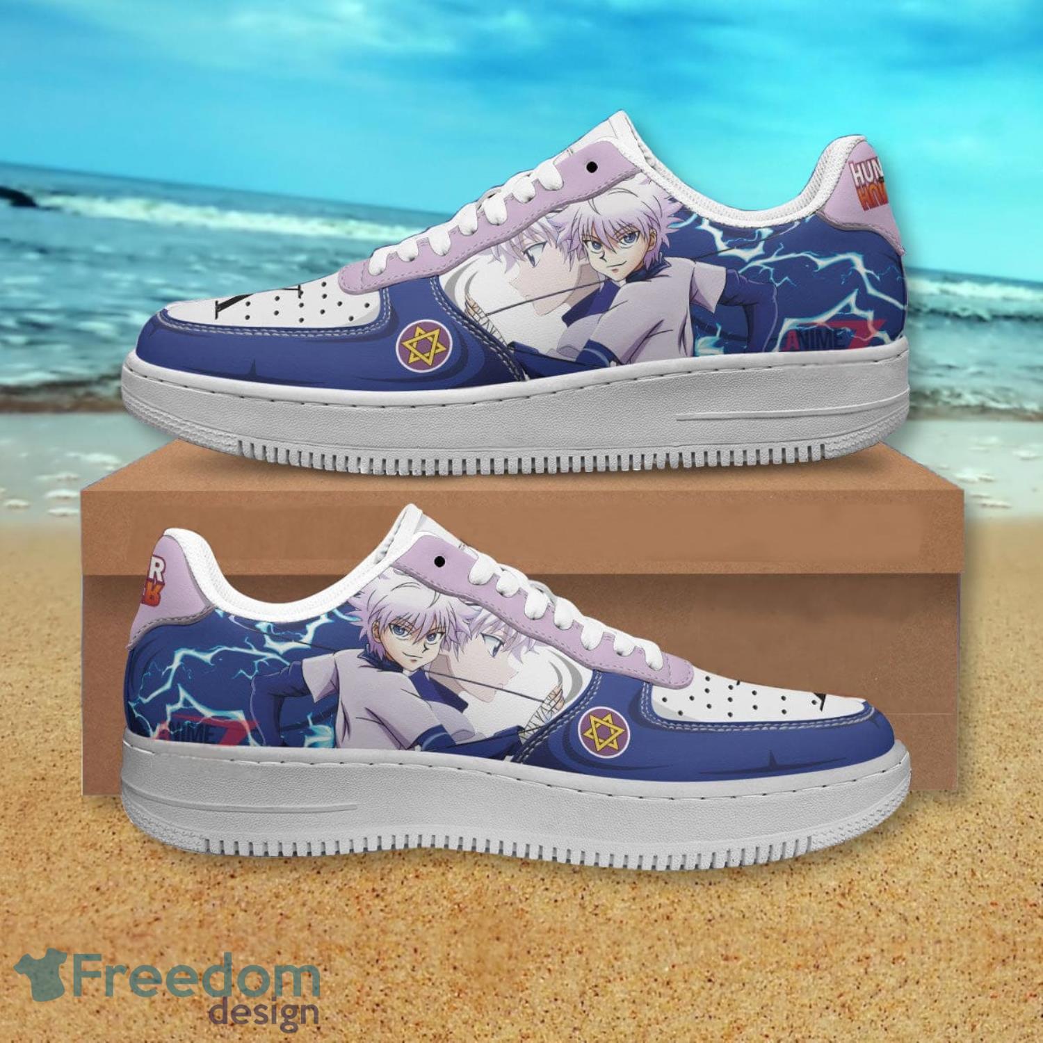 Hunter X Hunter Zoldyck Killua Light Pink And Blue Air Force Shoes Gift For Anime's Fans Product Photo 1