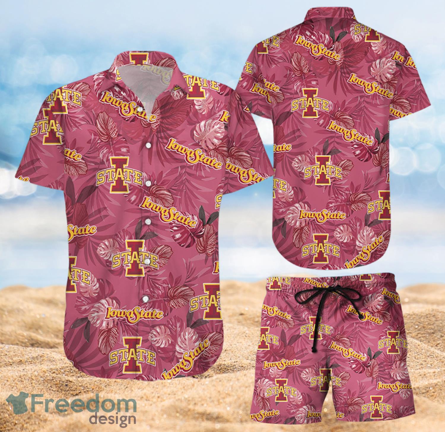 Iowa State Cyclones Hawaiian Shorts and Shirt Summer Beach Shirt Full Over Print Product Photo 1