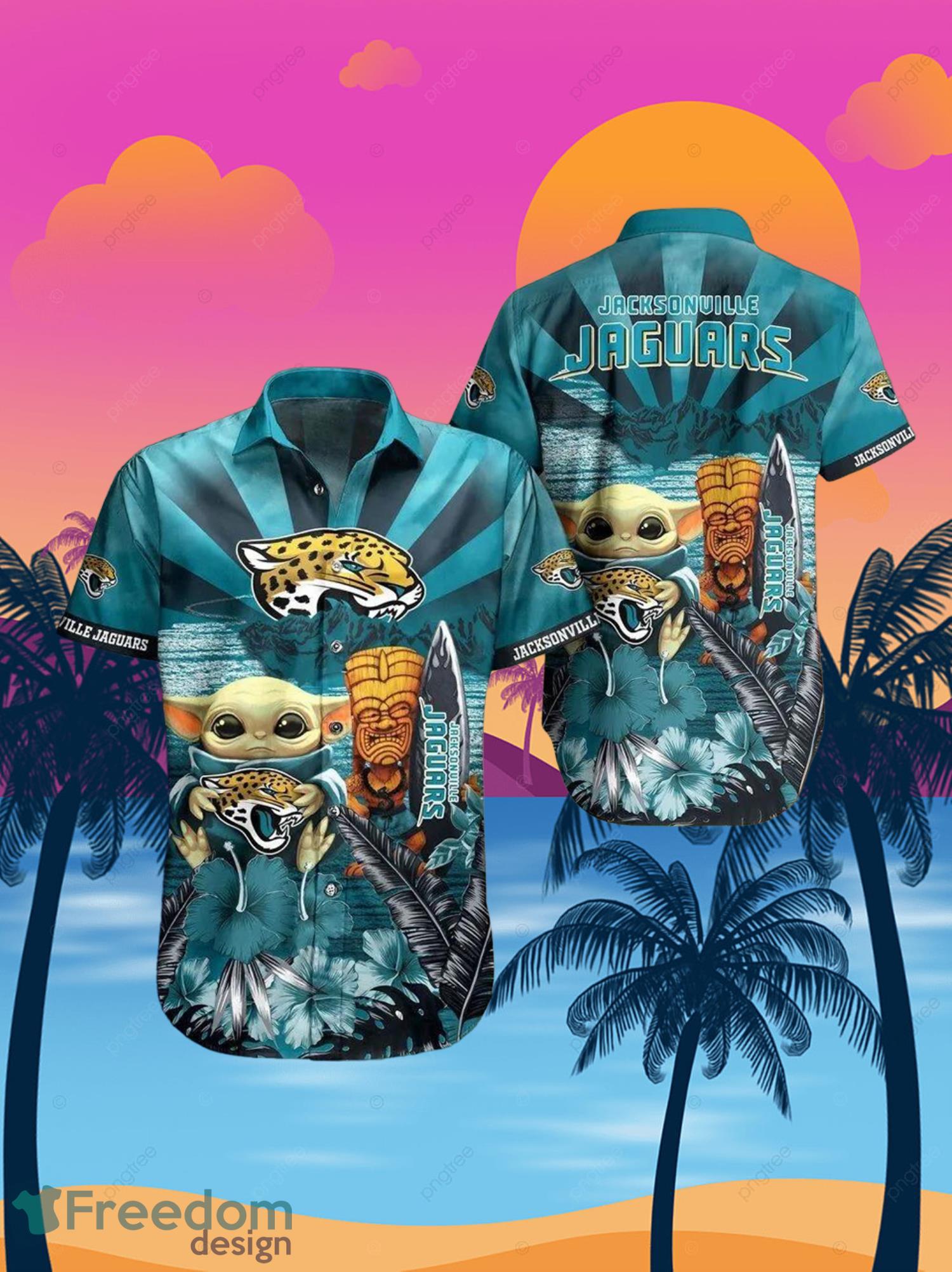 Jaguars Baby Yoda Star Wars Beach Summer Hawaiian Shirt Full Over Print Product Photo 1