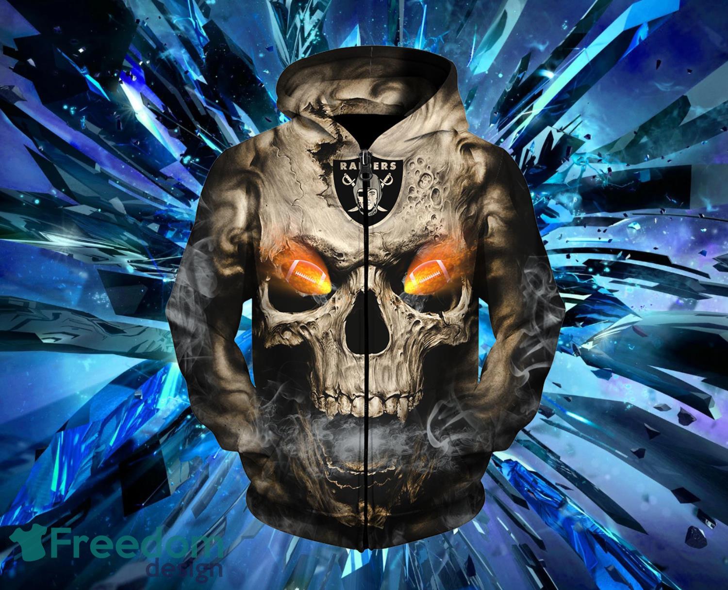 Las Vegas Raiders Eye Rugby Ball Skull Hoodies Full Over Print Product Photo 2