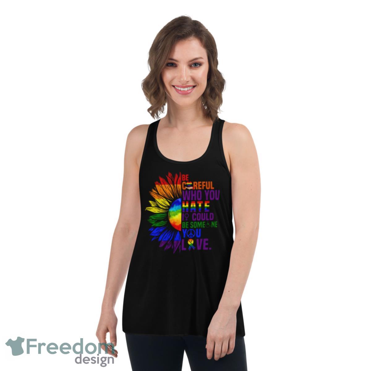 LGBT Sunflower Shirt - Womens Flowy Racerback Tank LGBT Sunflower Shirt - Womens Flowy Racerback Tank