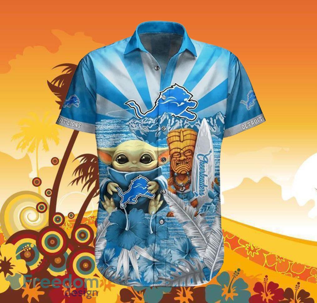 Lions Baby Yoda Star Wars Beach Summer Hawaiian Shirt Full Over Print Product Photo 2