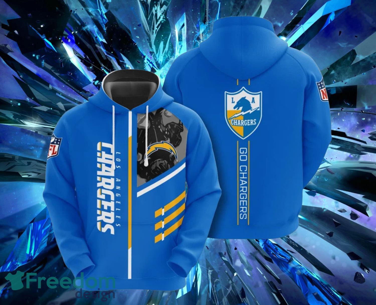 Los Angeles Chargers All Blue Hoodies Full Over Print Product Photo 1