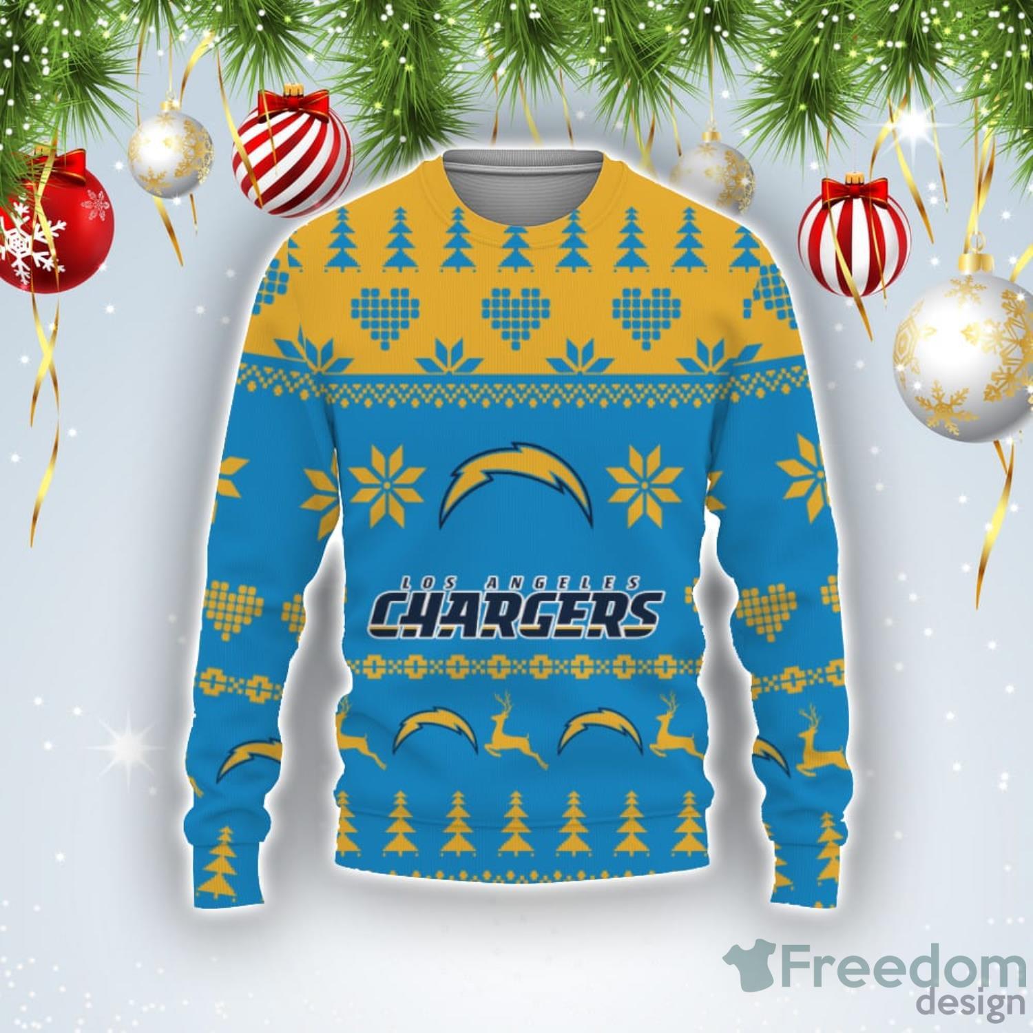 Los Angeles Chargers Snowflakes Pattern Ugly Christmas Sweater