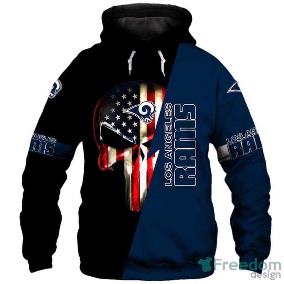 Los Angeles Rams 3DAmerican Flag Skull Hoodie For Fans Product Photo 1 Los Angeles Rams 3DAmerican Flag Skull Hoodie For Fans Product Photo 1