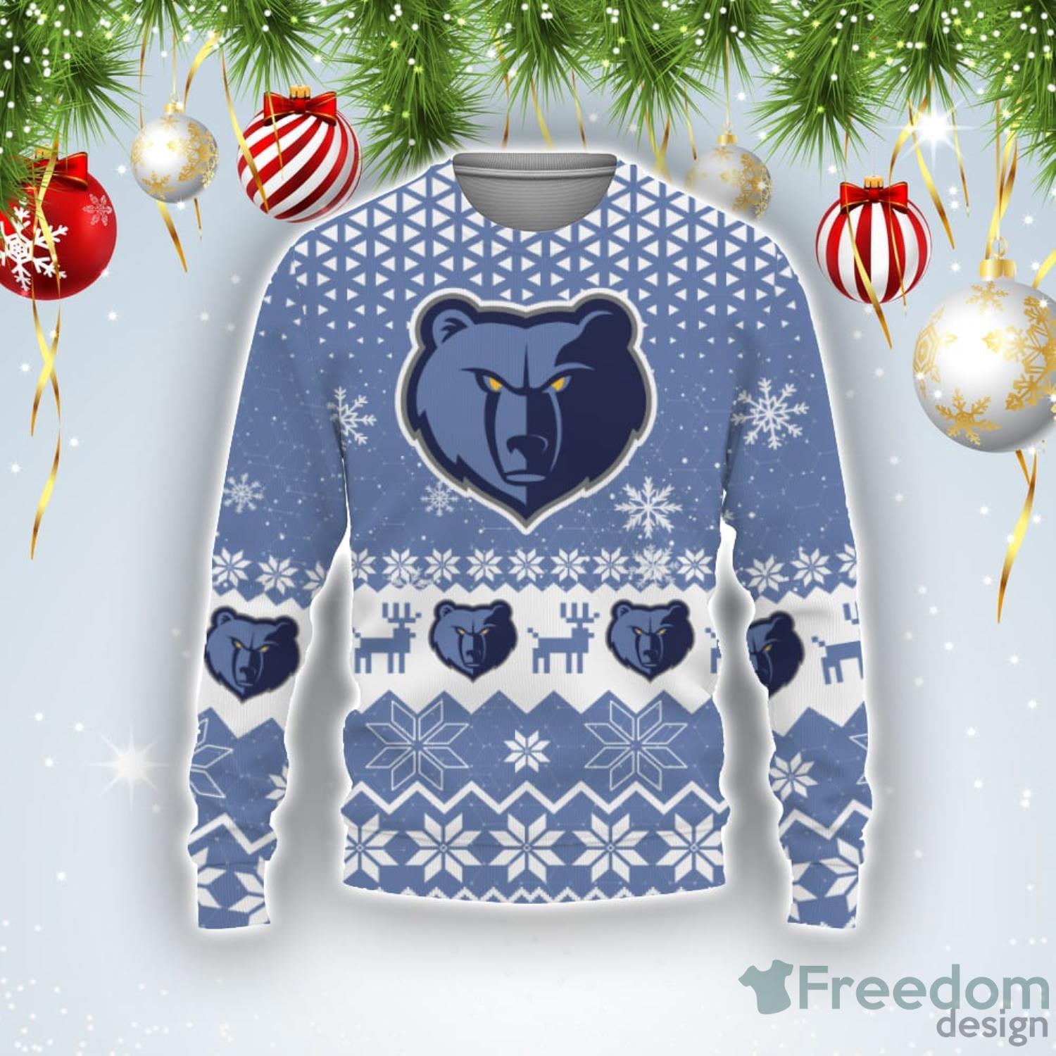 Team Logo Snowflake Pattern Memphis Grizzlies Ugly Christmas