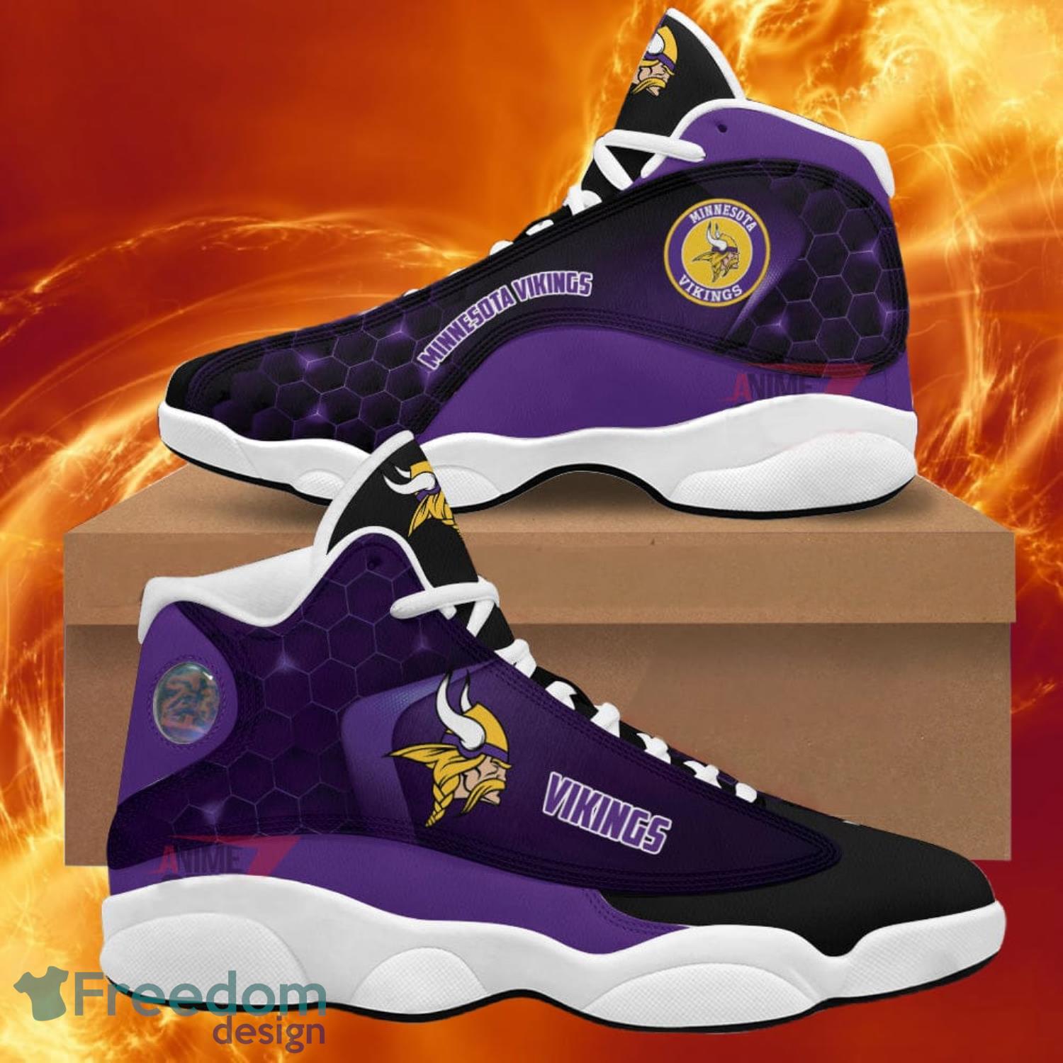 Minnesota Vikings Air Jordan 13 Sneakers Nfl Custom Sport Shoes Product Photo 1