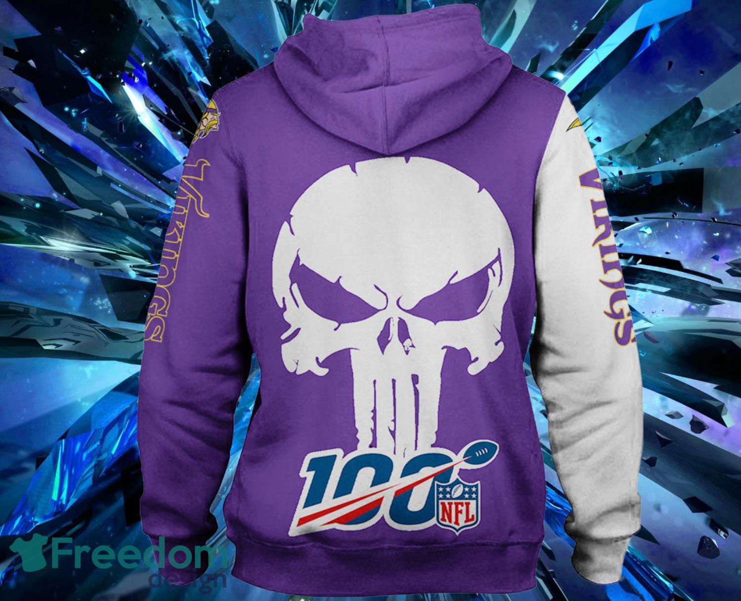 Minnesota Vikings White Skull Hoodies Full Over Print Product Photo 2