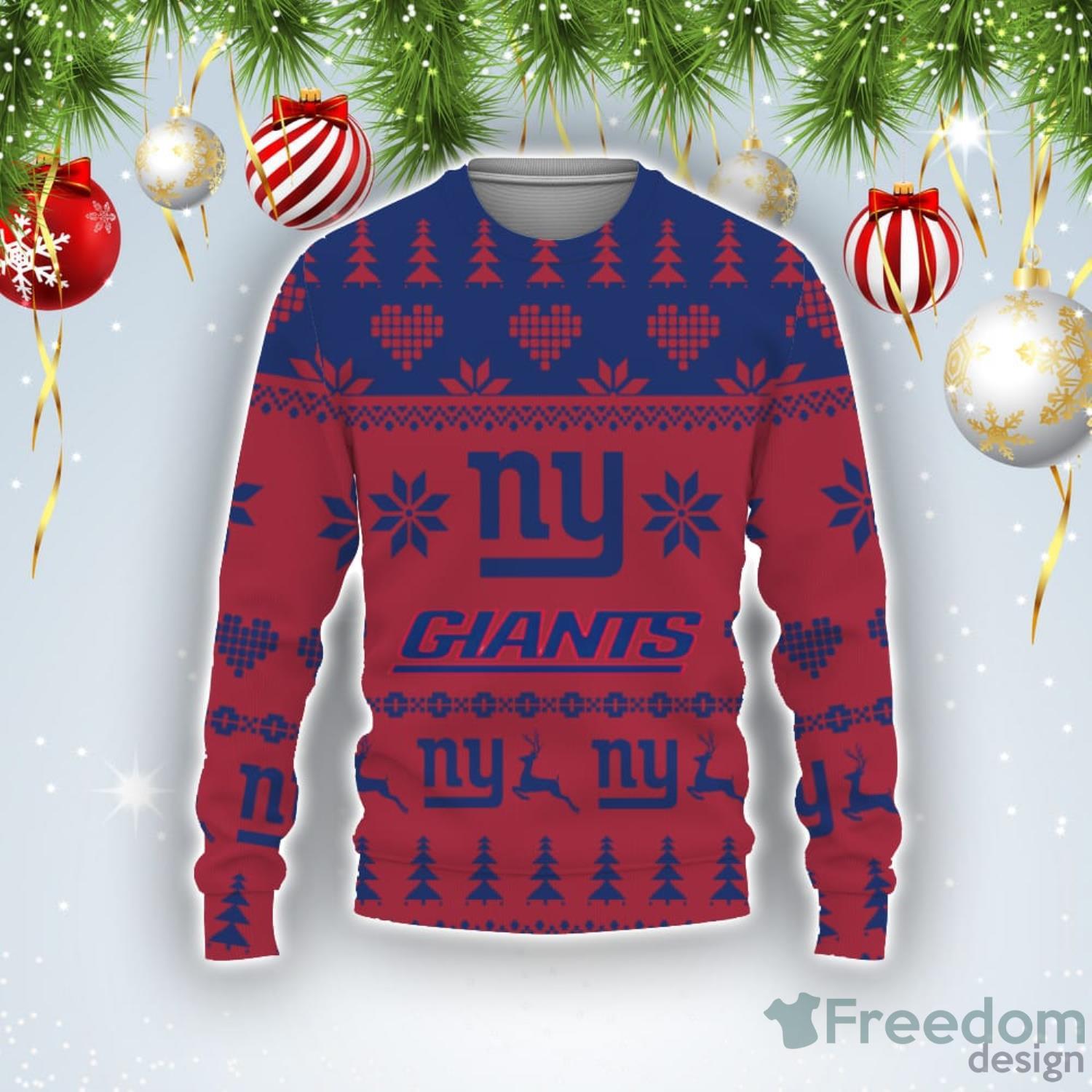 New York Giants Big Snowflake Pattern Ugly Christmas Sweater