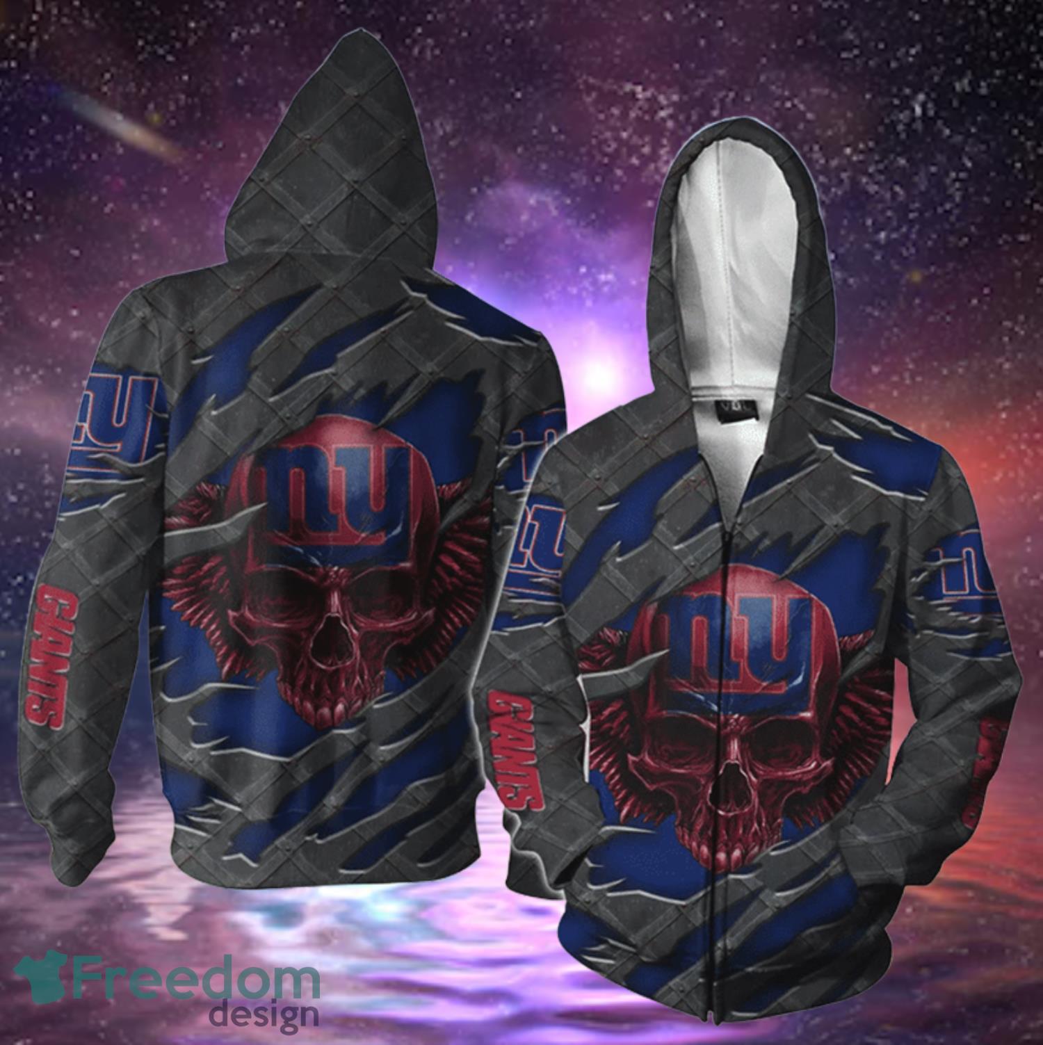 New York Giants Skull Hoodies Full Over Print Product Photo 2