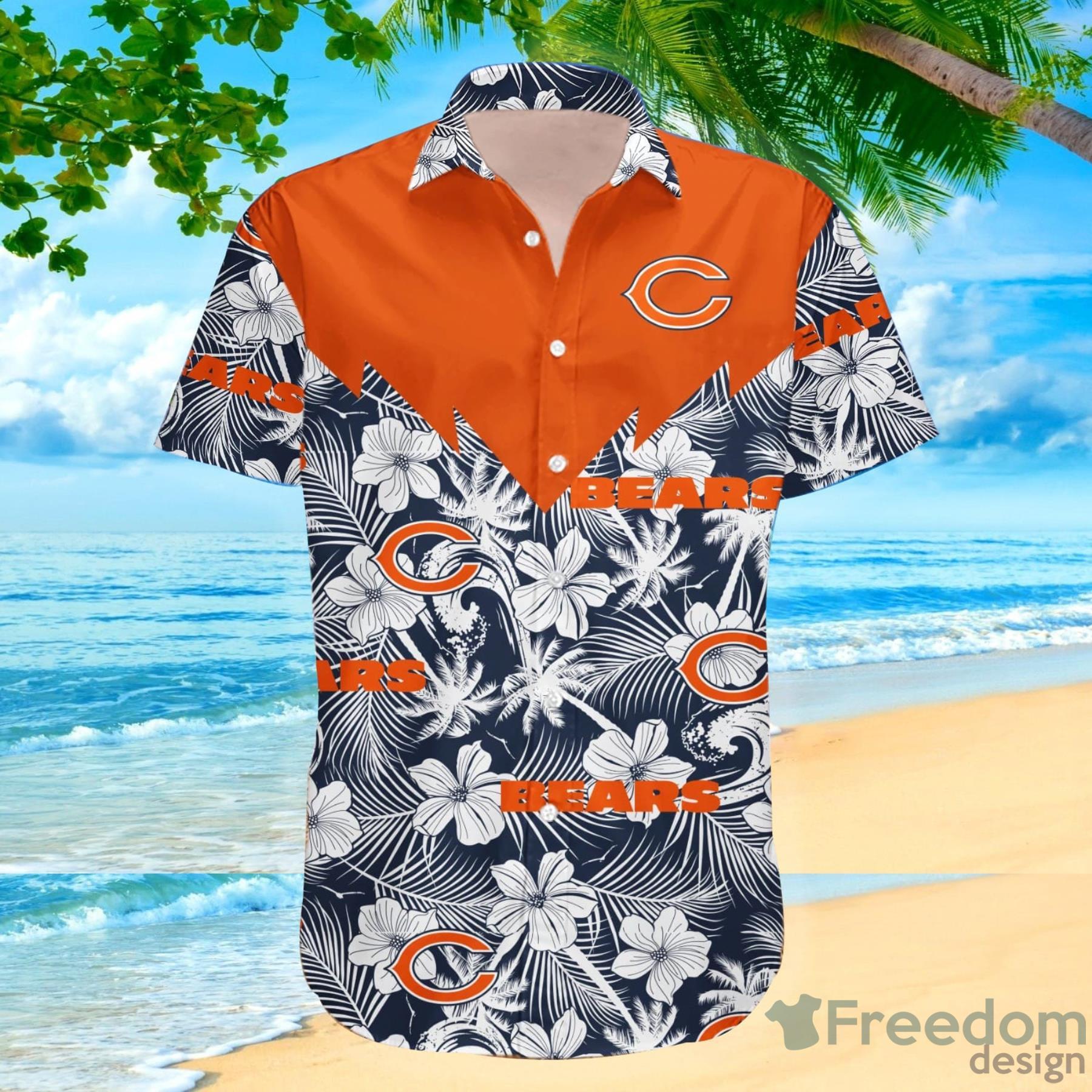 NFL Chicago Bears Tropical Flower Hawaiian Shirt For Fans - Freedomdesign