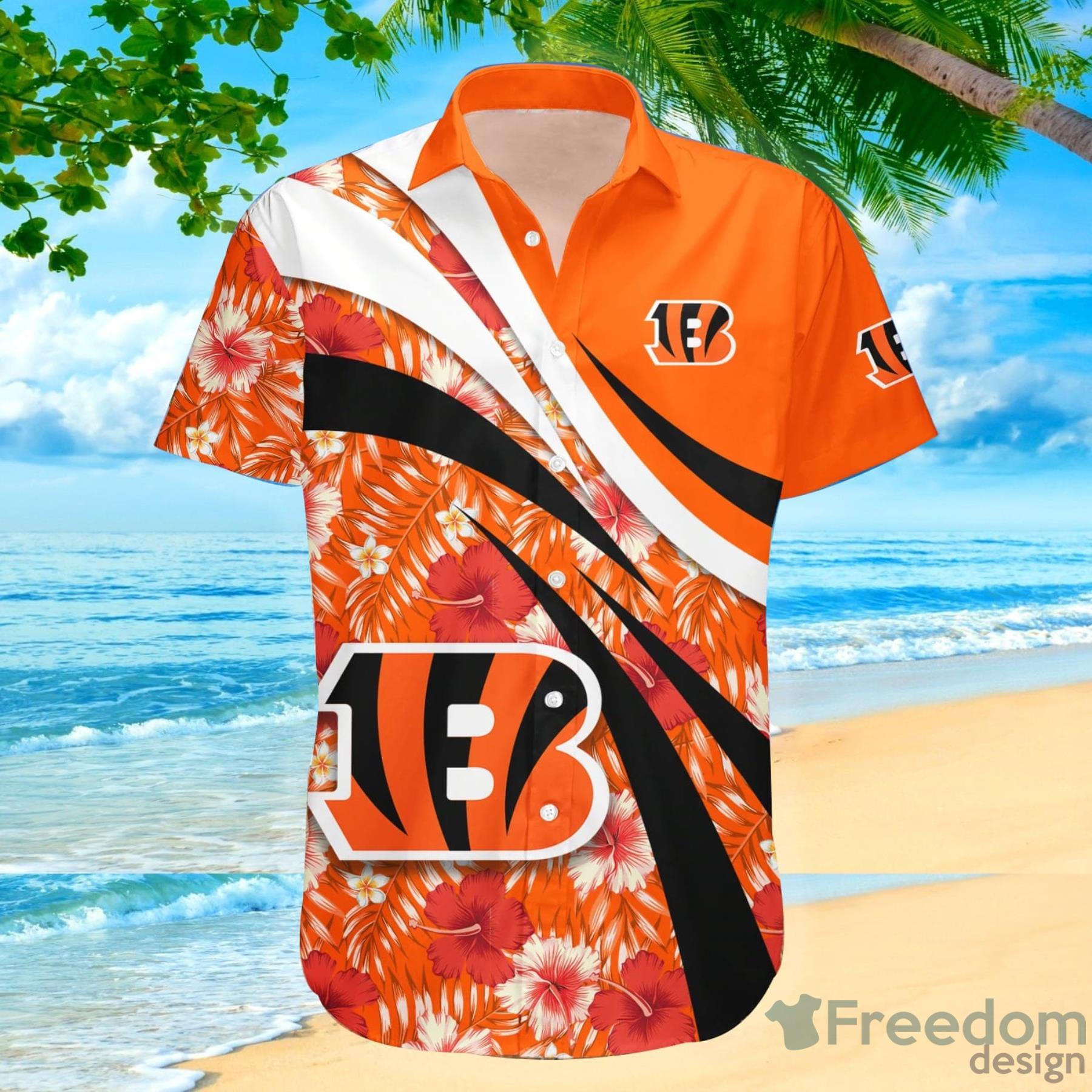 NFL Chicago Bears Tropical Flower Hawaiian Shirt For Fans - Freedomdesign