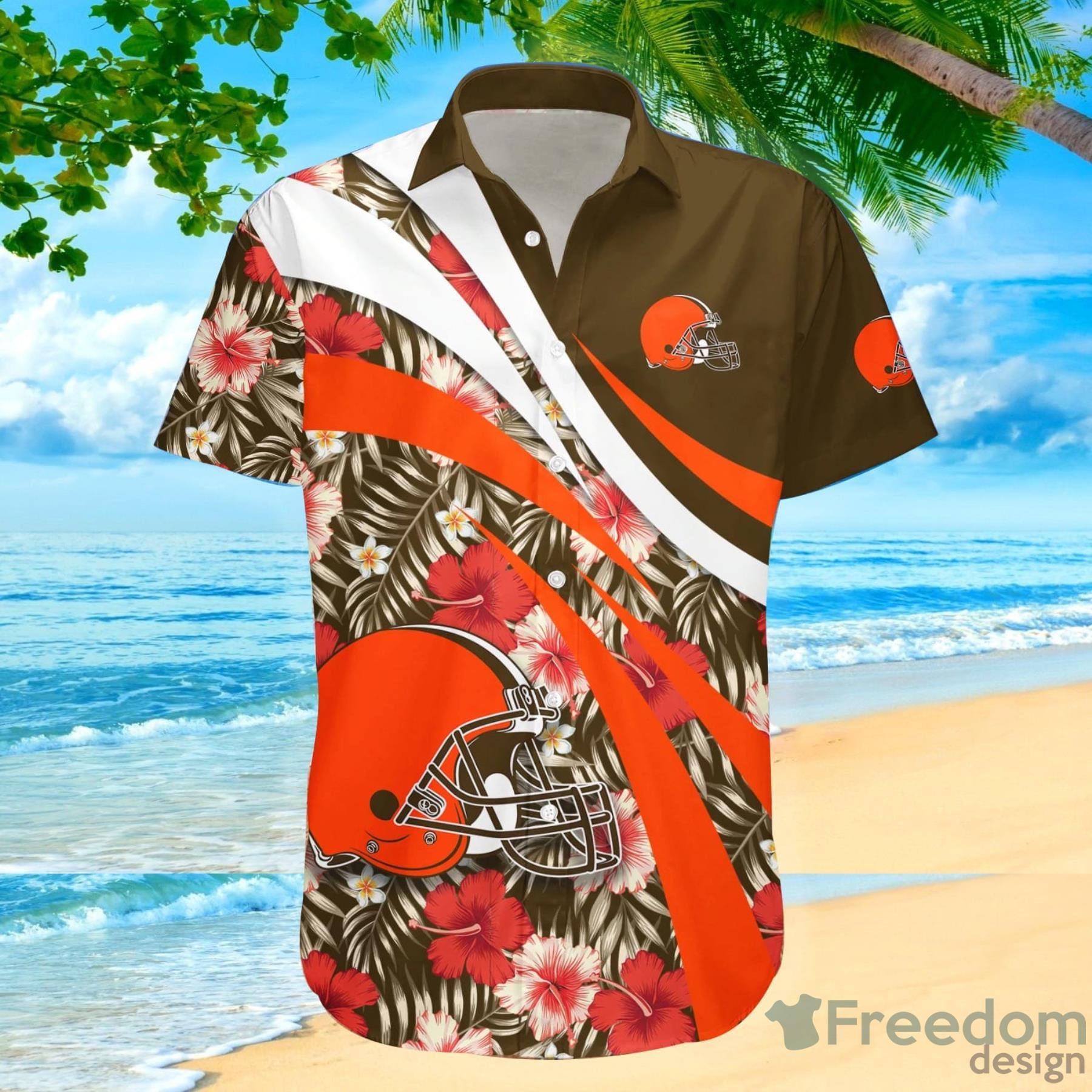 Nfl Cleveland Browns Hawaiian Shirt Tropical Shirt Mens Floral Button Up  Shirt