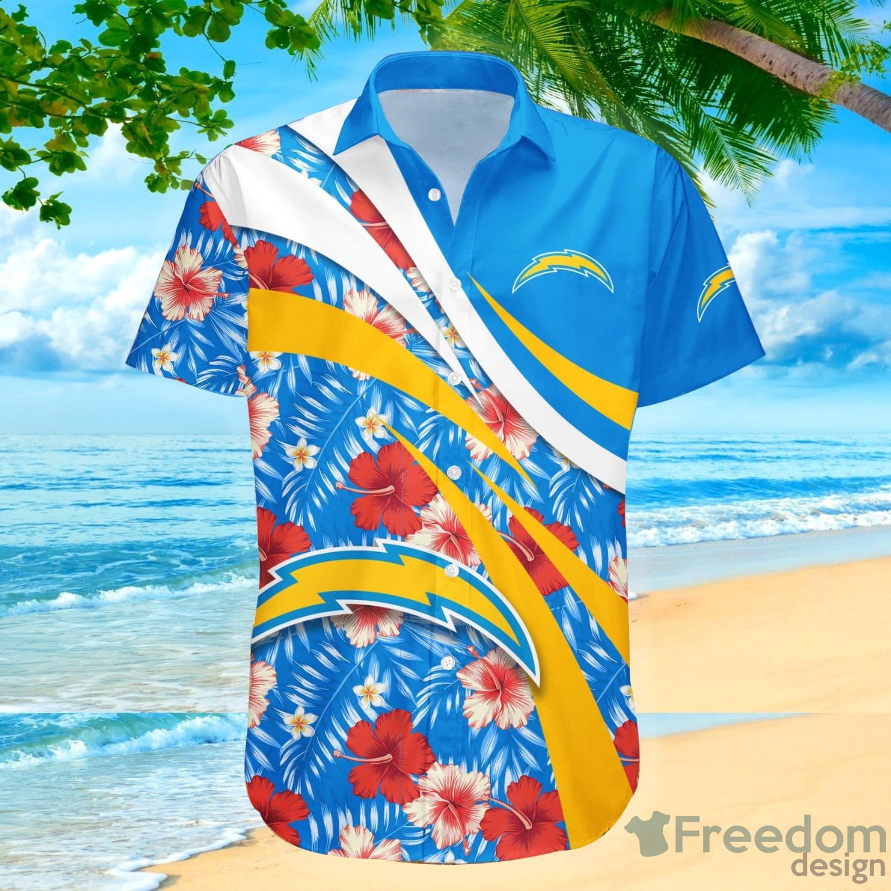 Los Angeles Chargers NFL Tropical Flower Hawaiian Shirt And Short