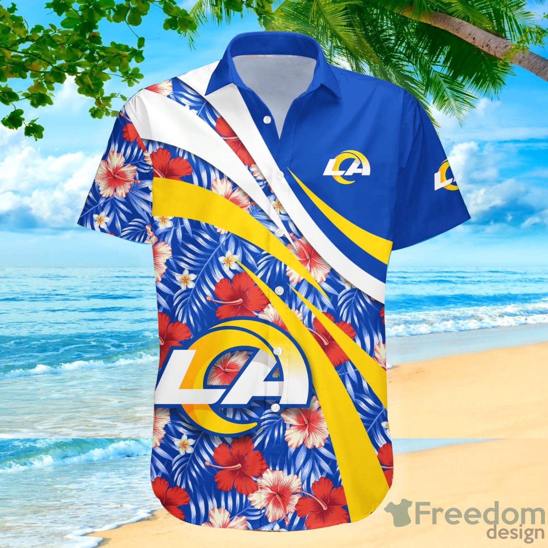 Custom Name Los Angeles Rams Hawaiian Shirts tropical island Gift