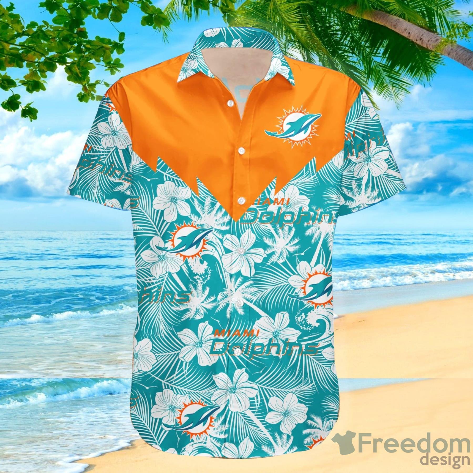 NFL Miami Dolphins Hawaiian Shirt,Aloha Shirt,Flower Blue