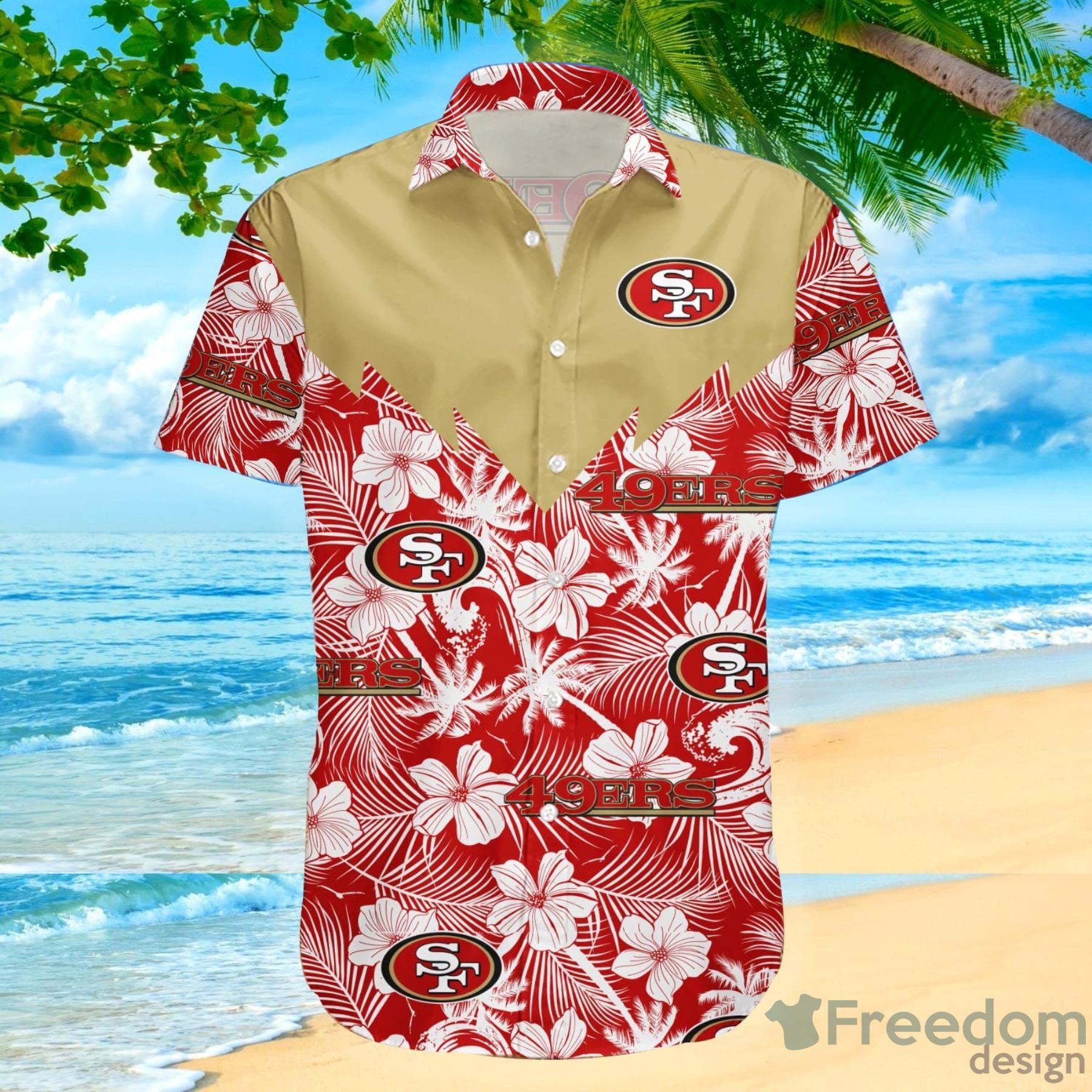 49ers Hawaiian Shirt Tropical Flower San Francisco 49ers Gift