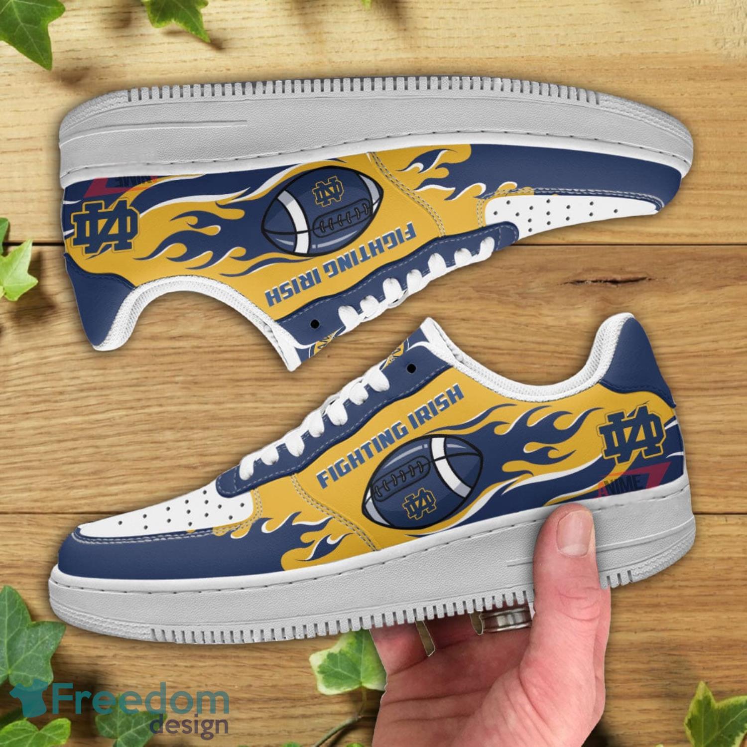 Notre Dame Fighting Irish NFL Yellow Navy Air Force Shoes Gift For Fans Product Photo 2