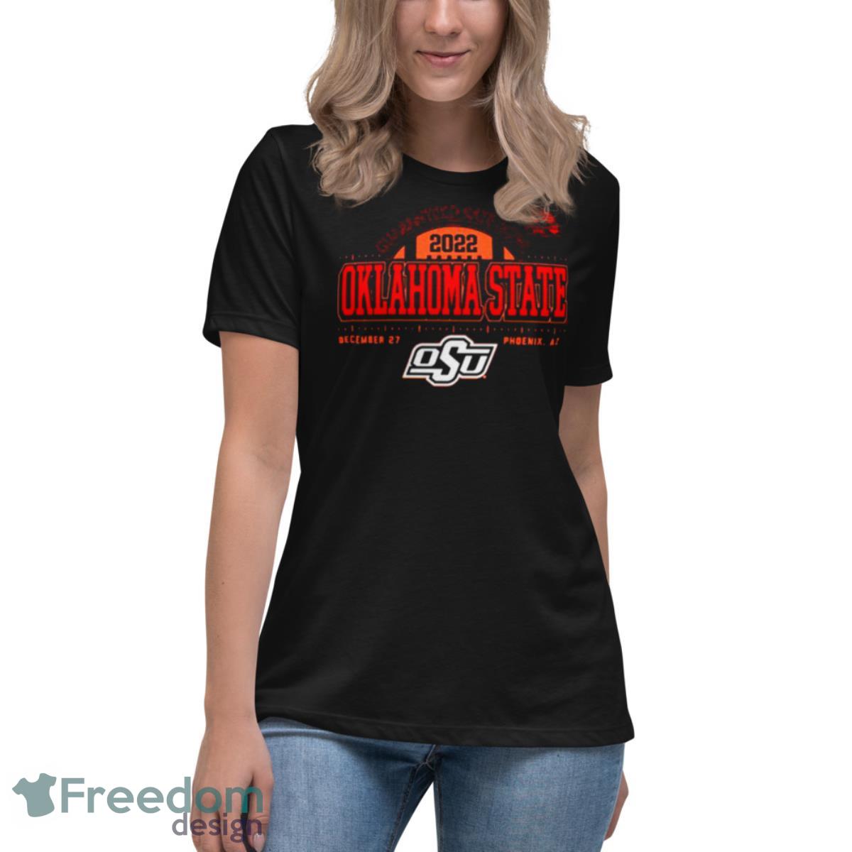 Oklahoma State Cowboys Football Guaranteed Rate Bowl 2022 Dec 27 Phoenix Shirt - Womens Relaxed Short Sleeve Jersey Tee Oklahoma State Cowboys Football Guaranteed Rate Bowl 2022 Dec 27 Phoenix Shirt - Womens Relaxed Short Sleeve Jersey Tee