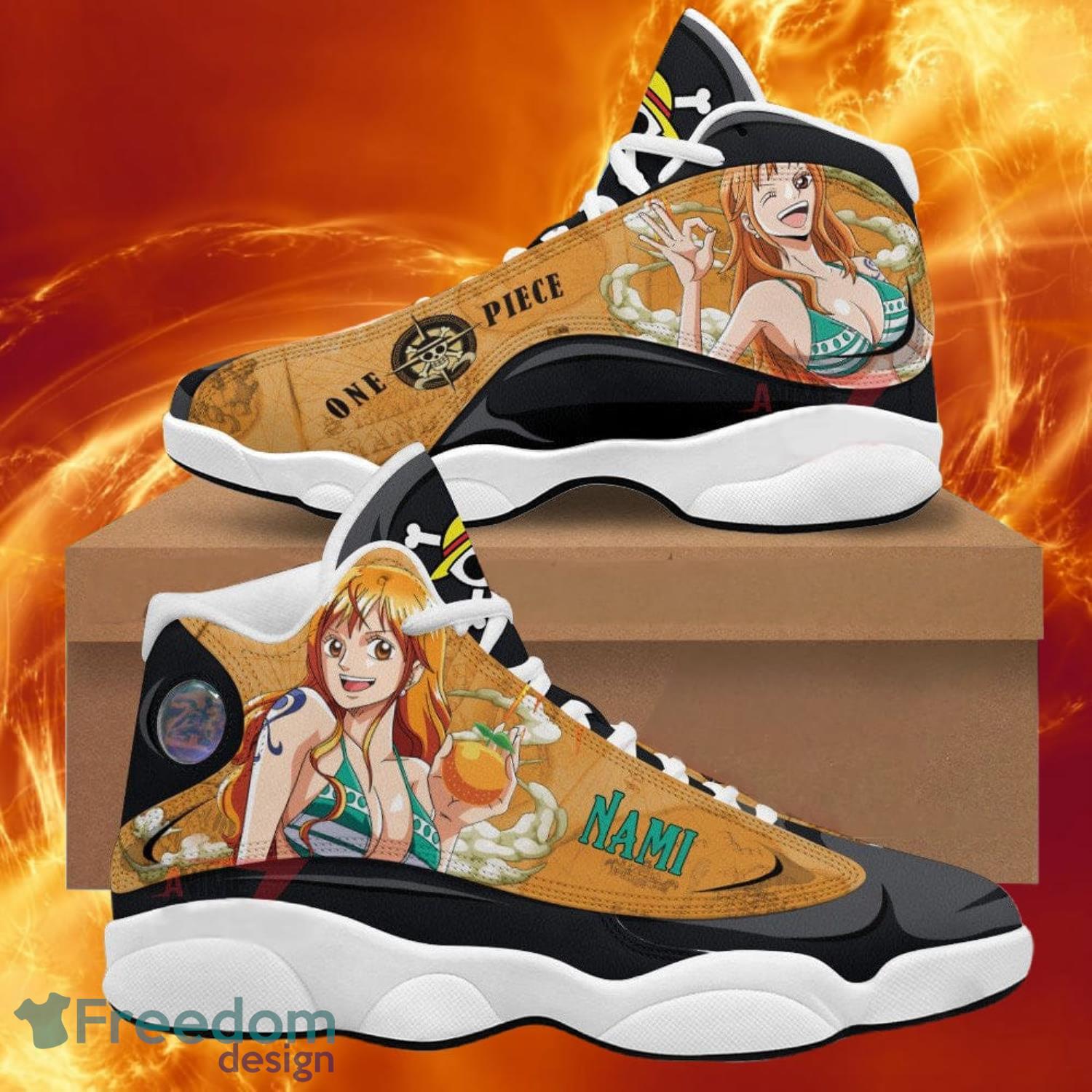 One Piece Nami Air Jordan 13 Sneakers Anime Shoes Gift For Fans Product Photo 1