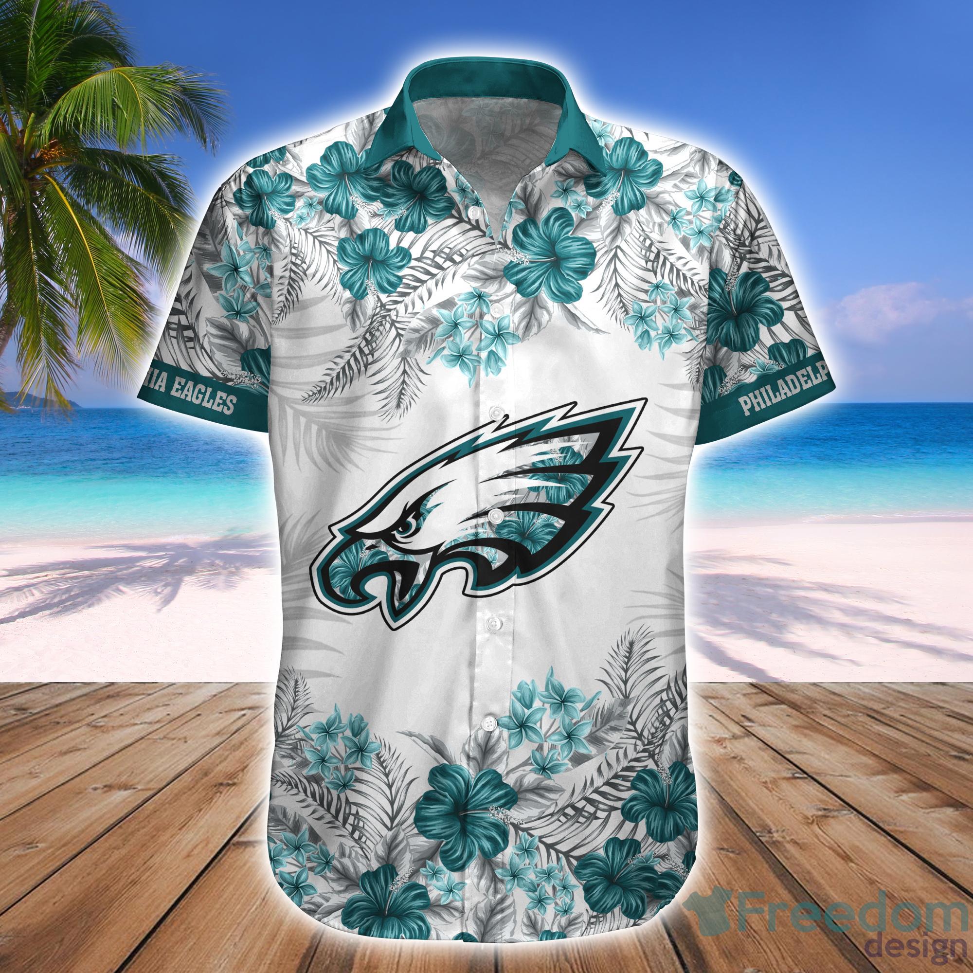 Philadelphia Eagles 2 Piece Hawaiian Shirts Beach Shorts Set Zip up Shirts