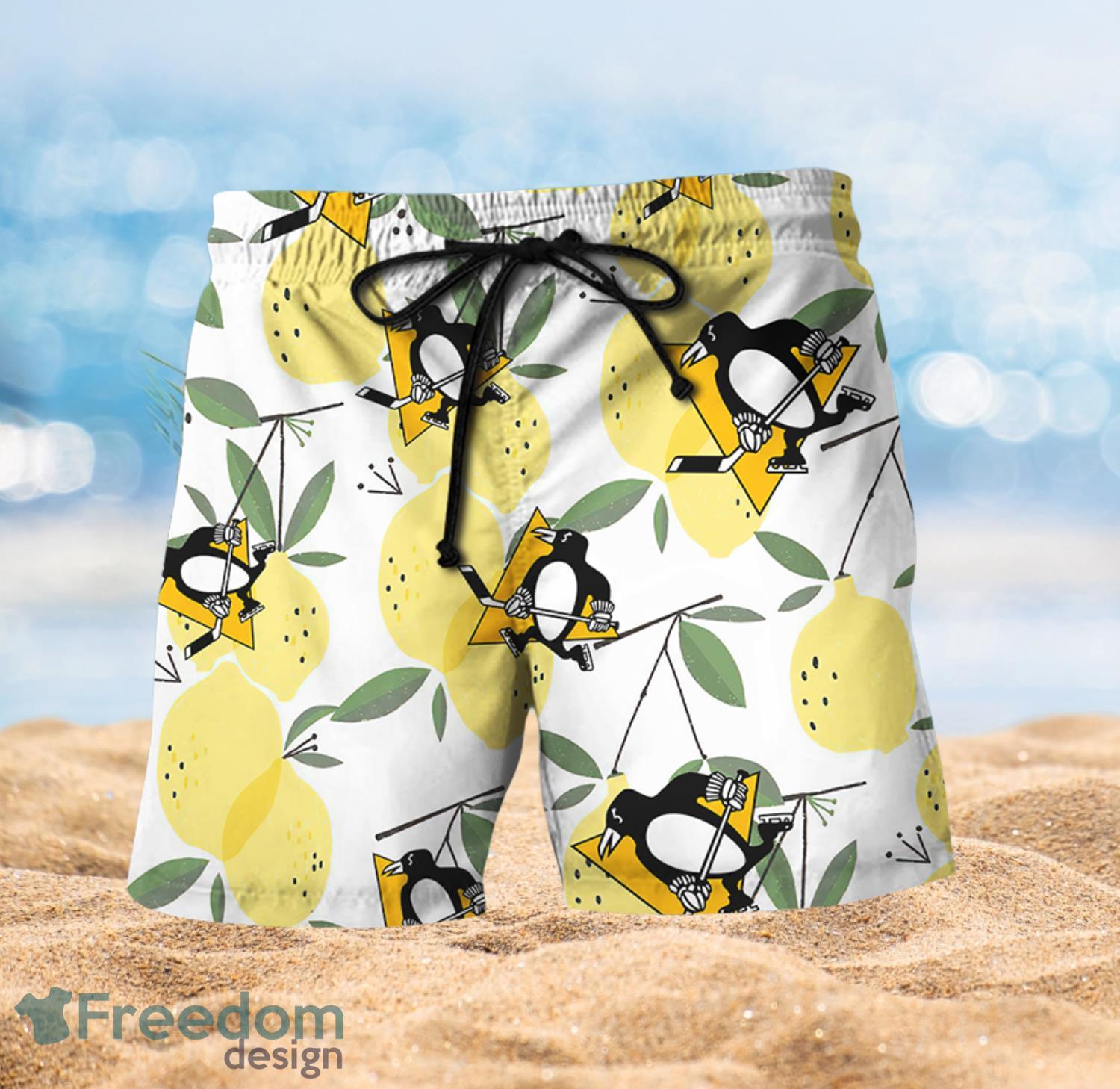 Pittsburgh Penguins Hawaiian Shorts and Shirt Summer Beach Shirt Full Over Print Product Photo 2