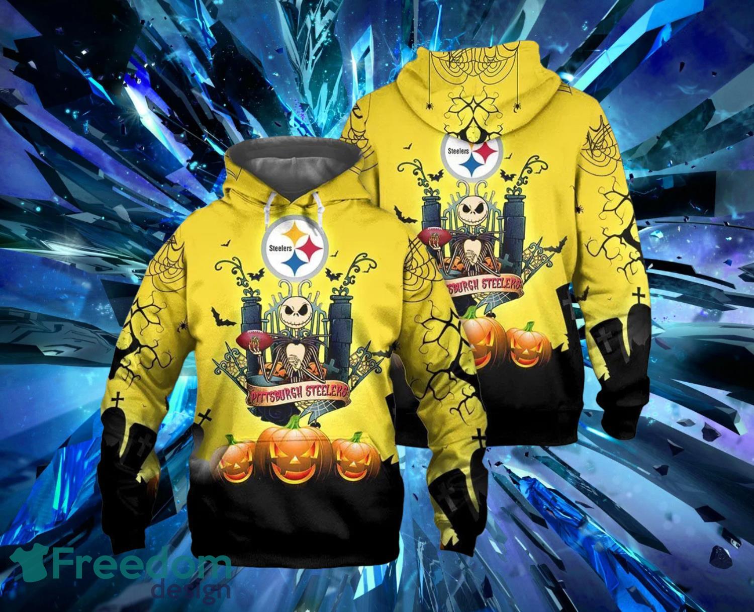 Pittsburgh Steelers Halloween Jack Skellington Graphic Hoodies Full Over Print Product Photo 2