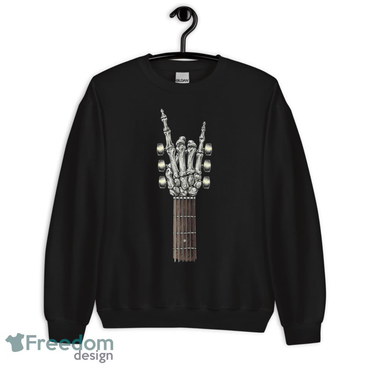 Rock On Guitar Neck - With A Sweet Rock & Roll Skeleton Hand Shirt - Unisex Crewneck Sweatshirt Rock On Guitar Neck - With A Sweet Rock & Roll Skeleton Hand Shirt - Unisex Crewneck Sweatshirt