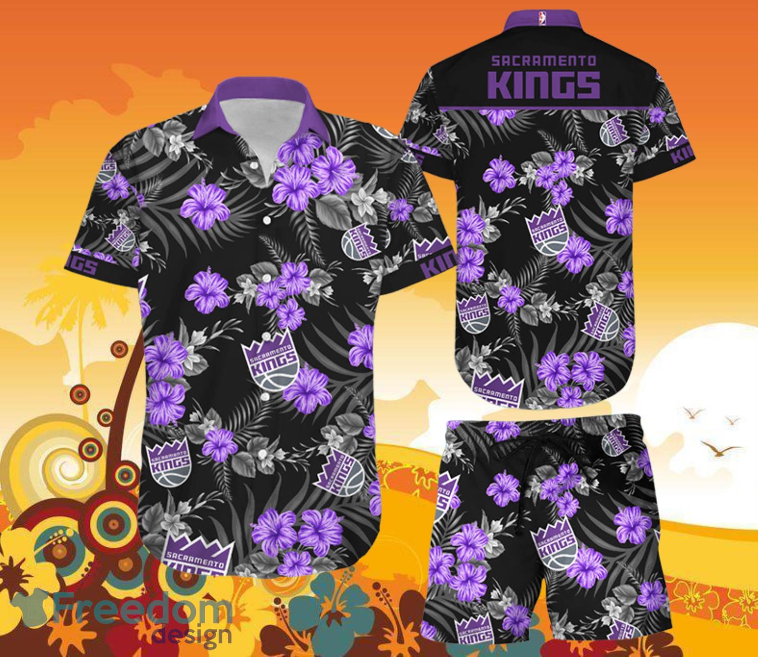 Sacramento Kings Hawaiian Shorts and Shirt Summer Beach Shirt Full Over Print Product Photo 1