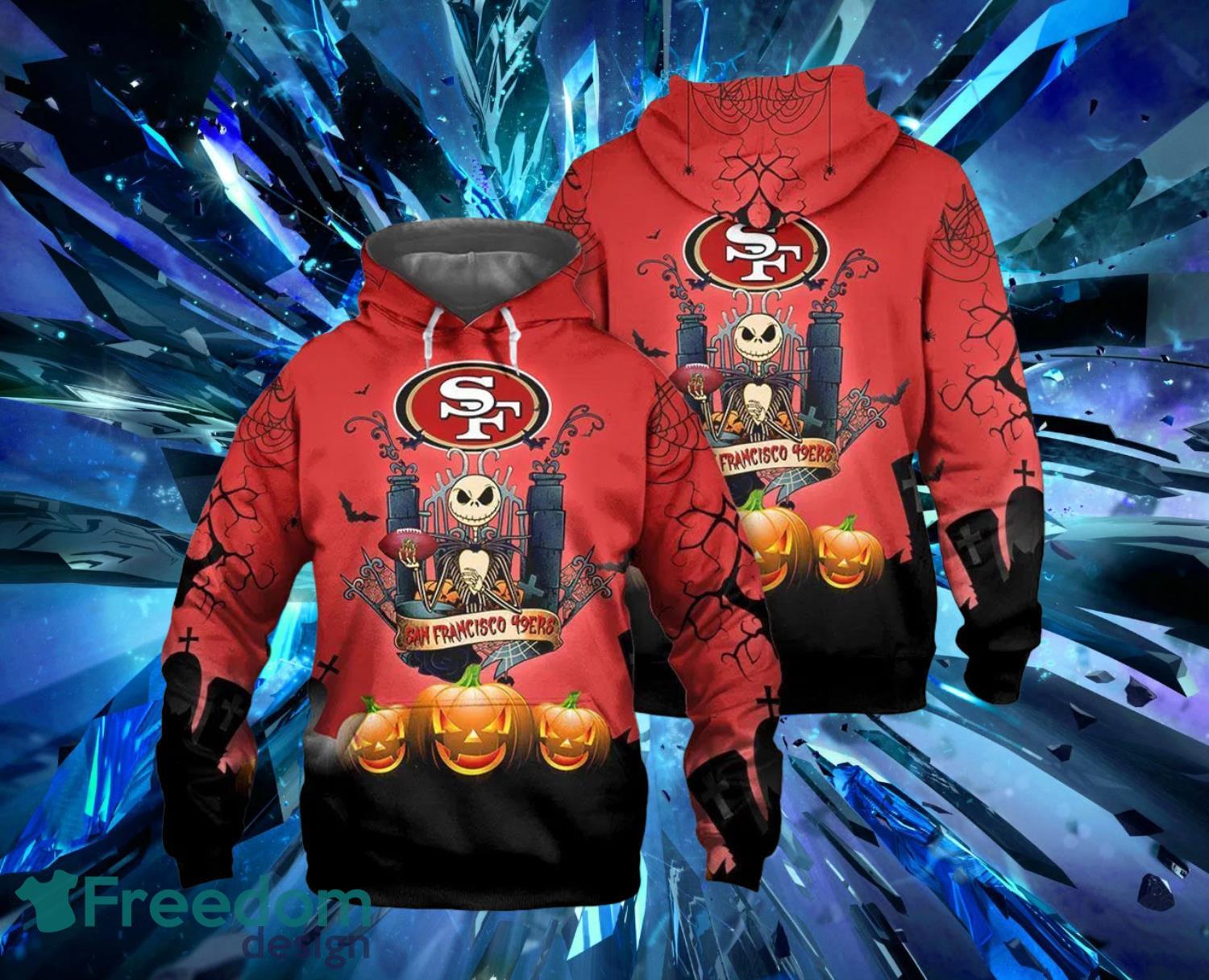 San Francisco 49ers Halloween Jack Skellington Graphic Hoodies Full Over Print Product Photo 1