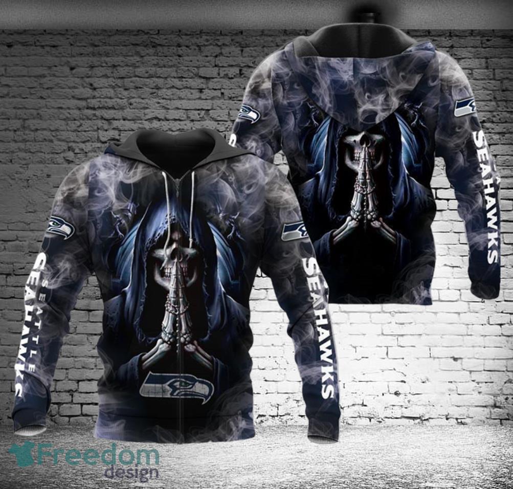 Seattle Seahawks Skull Background Smoke Hoodies Full Over Print Product Photo 2