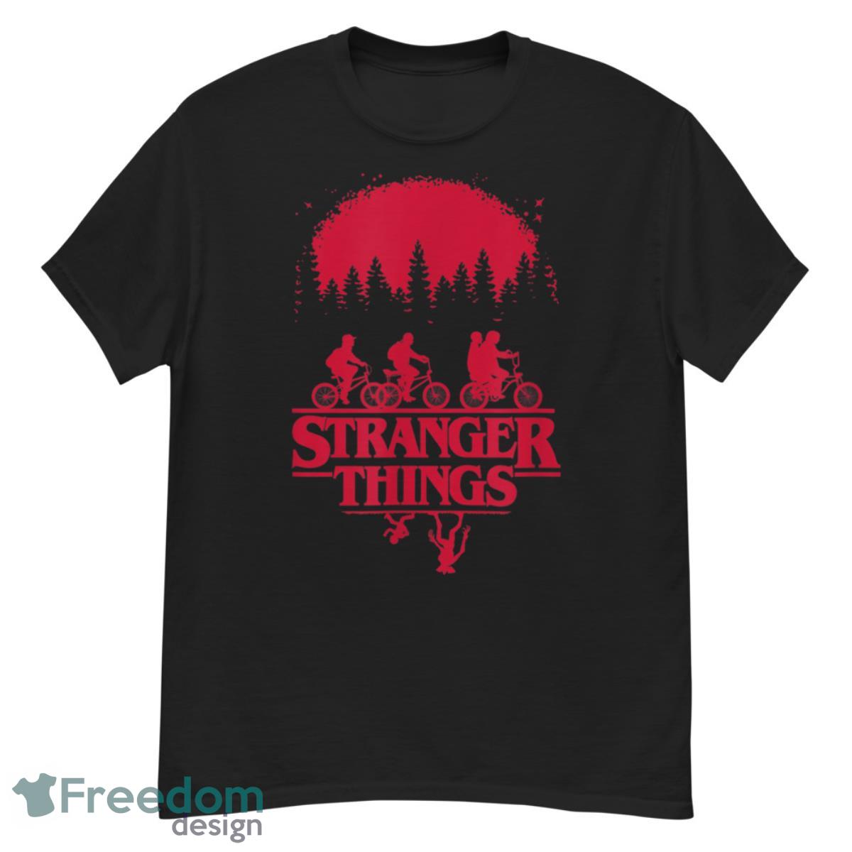 Stranger Things Group Shot Bike Ride Upside Down Silhouette Shirt - G500 Men’s Classic T-Shirt