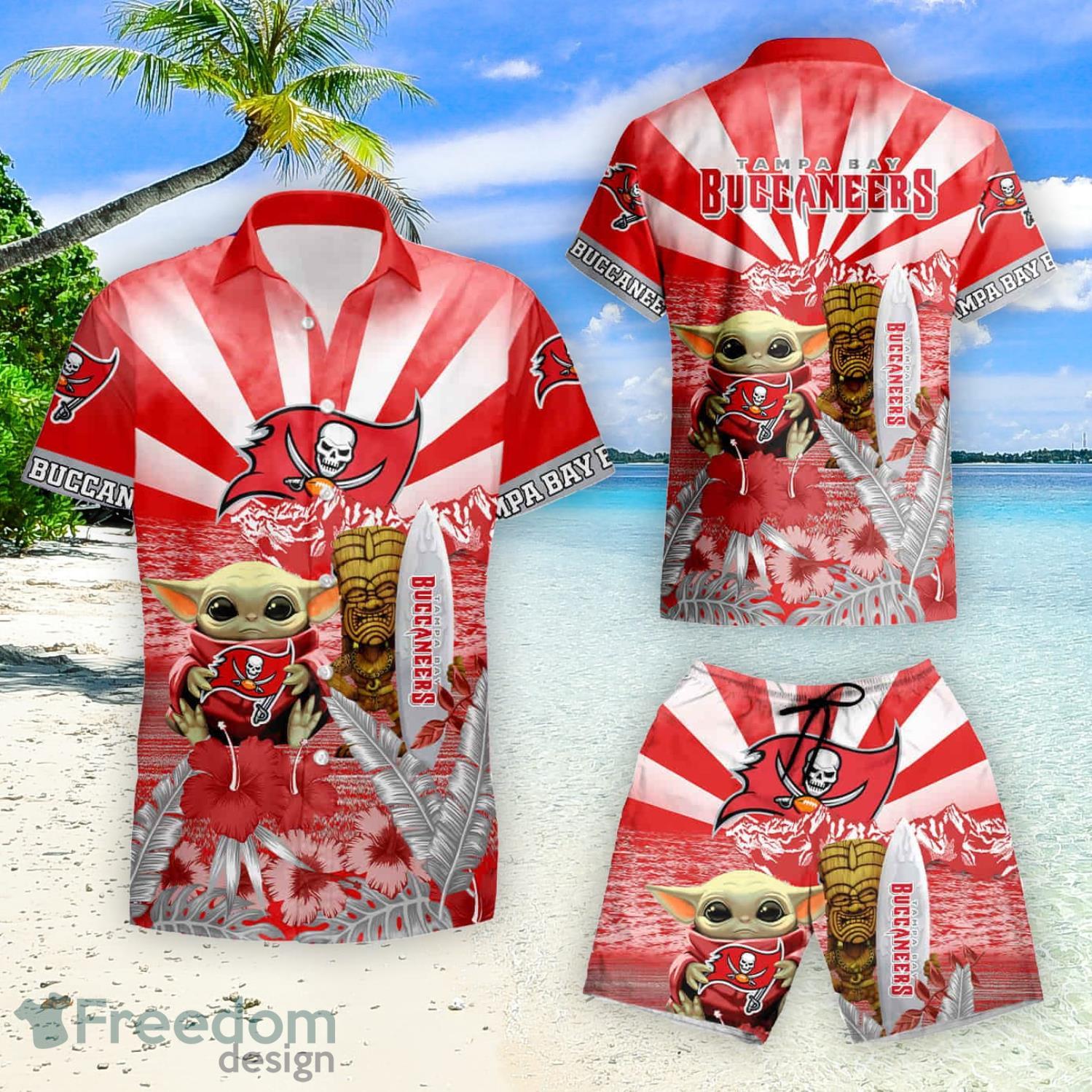 Buccaneers Baby Yoda Star Wars Beach Summer Hawaiian Shirt Full Over Print  - Banantees