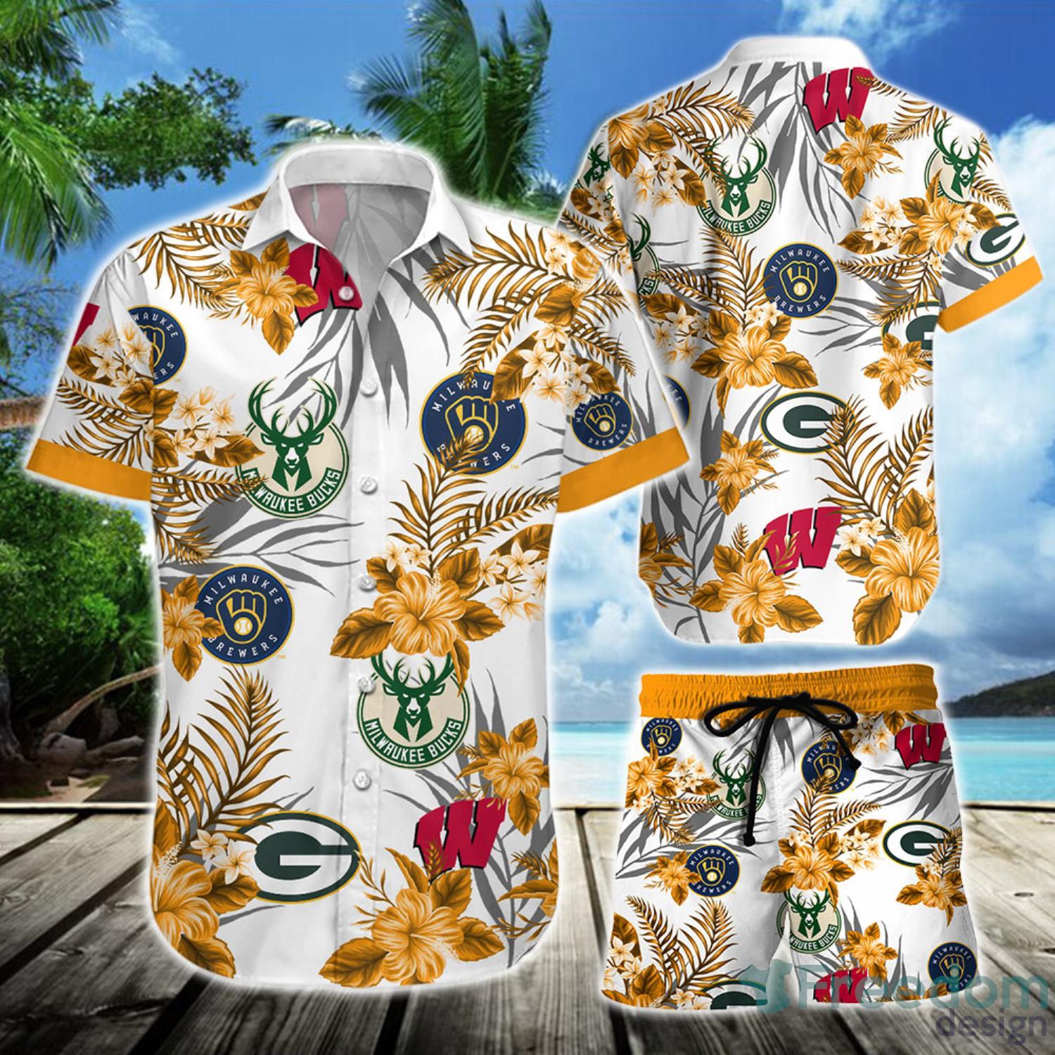 Brewers Hawaiian Shirt Wisconsin Badgers Green Bay Packers Brewers