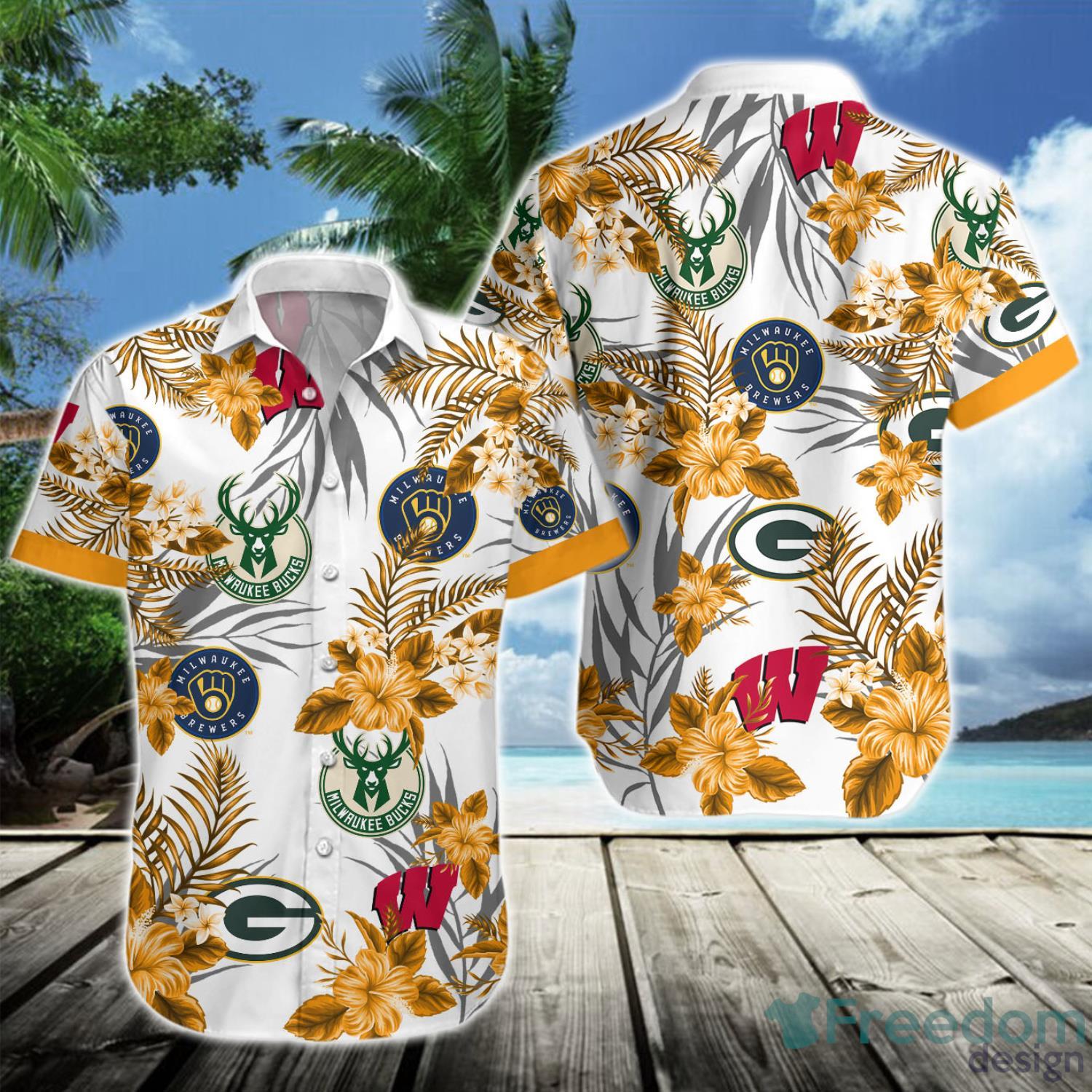 Yellow Style Wisconsin Sports Gifts For Fans Hawaiian Shirt And Short -  Freedomdesign