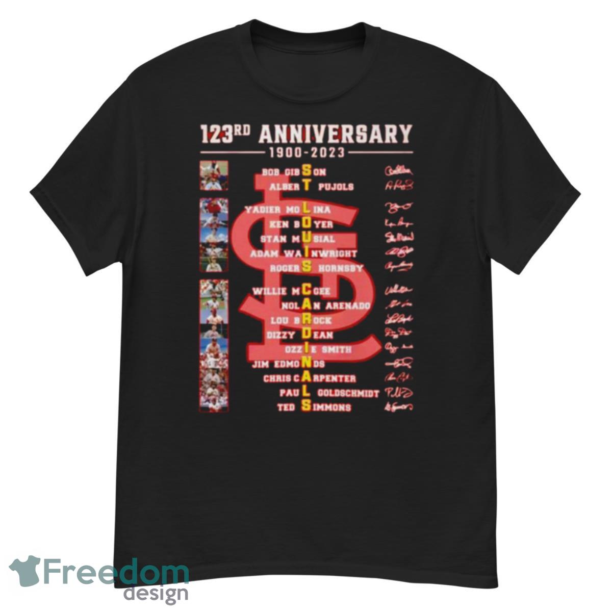 123rd Anniversary 1900  2023 St. Louis Cardinals Thank You For The Memories Signatures Shirt - G500 Men’s Classic T-Shirt