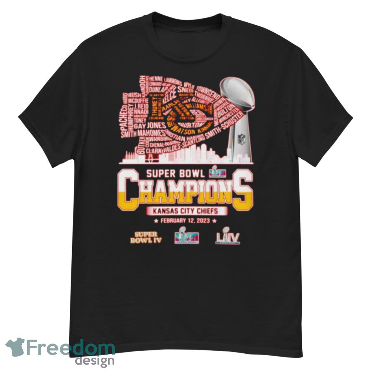 2023 Kansas City Chiefs Super Bowl Champions NFL Name Players Skylines Shirt  - Freedomdesign
