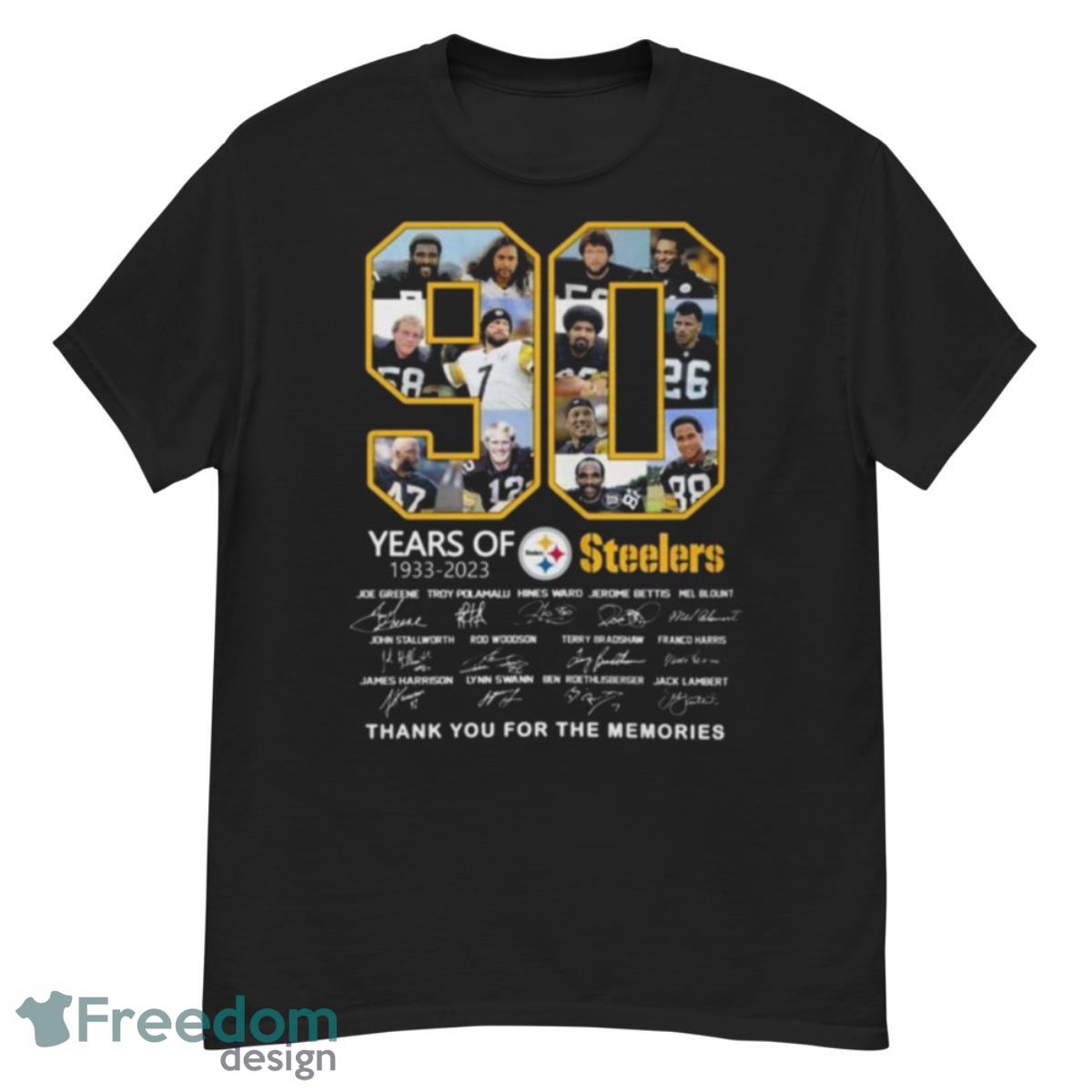 90 Years Of 1933 – 2023 Steelers Thank You For The Memories Signatures Shirt - G500 Men’s Classic T-Shirt