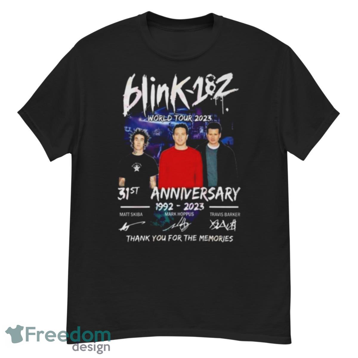 Blink 182 World Tour 2023 31st Anniversary 1992 – 2023 Thank You For The Memories Signatures Shirt - G500 Men’s Classic T-Shirt