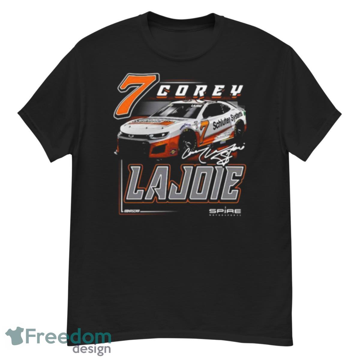 Corey LaJoie Checkered Flag Schluter Systems Car Signature Shirt - G500 Men’s Classic T-Shirt