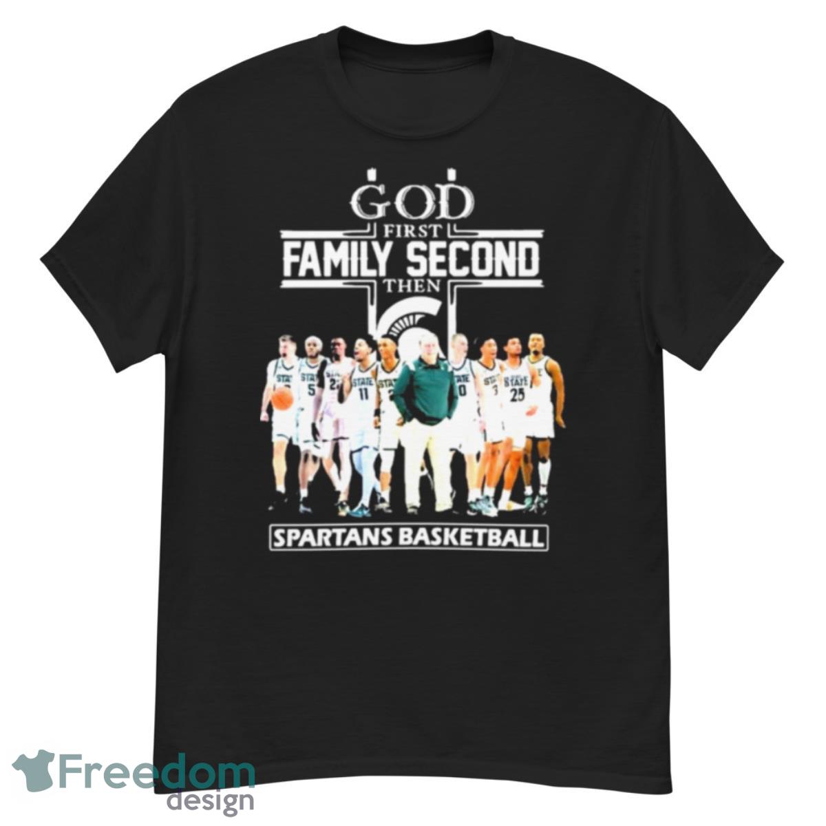God Family Second First Then Spartans Basketball Shirt - G500 Men’s Classic T-Shirt