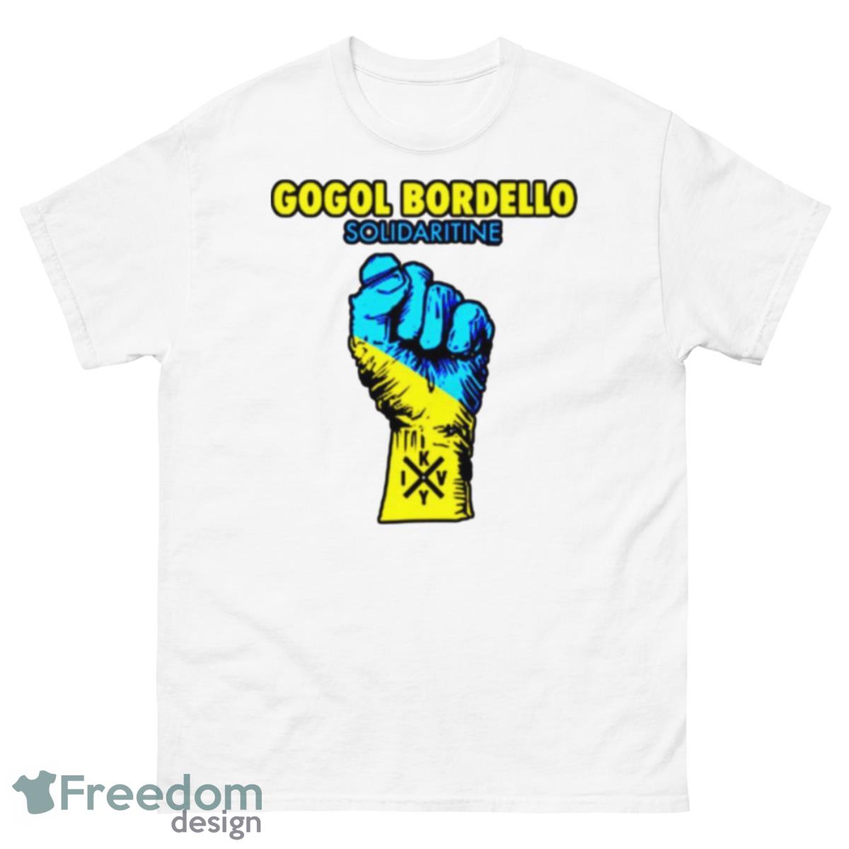 Gogol Bordello Solidaritine Logo Shirt - 500 Men’s Classic Tee Gildan
